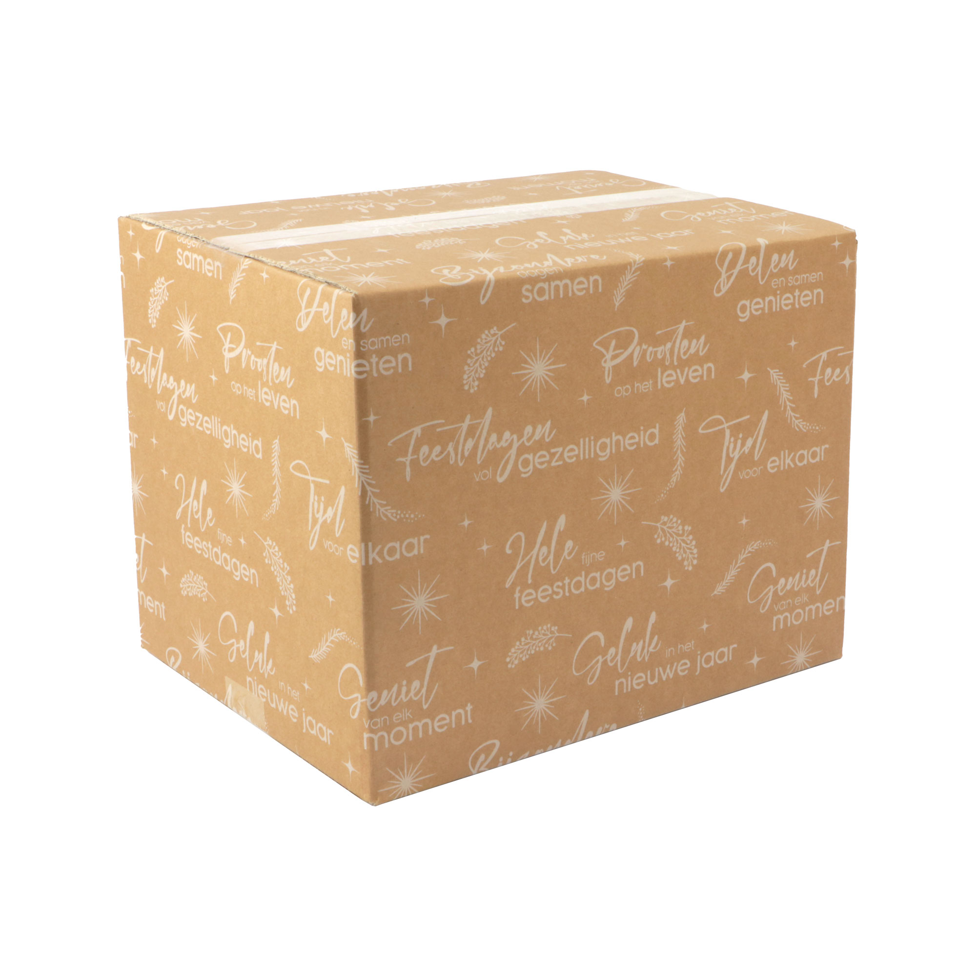 Afbeeldingen van Kerstdoos C300 kerstwensen 39x29x30 cm kraft wit (uc)