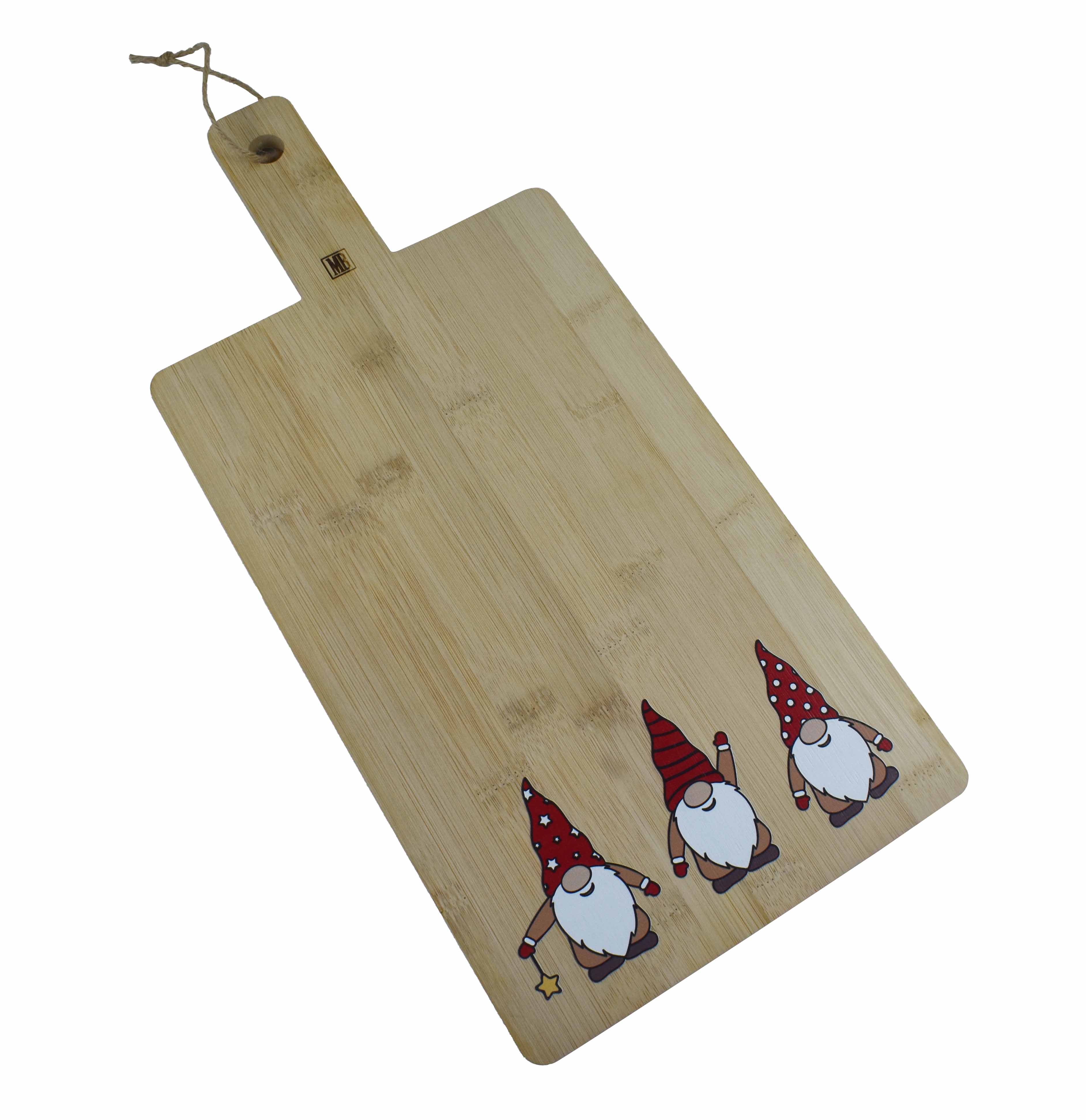 Afbeeldingen van Bamboe snijplank 20x43x1 cm met 3 gnomen