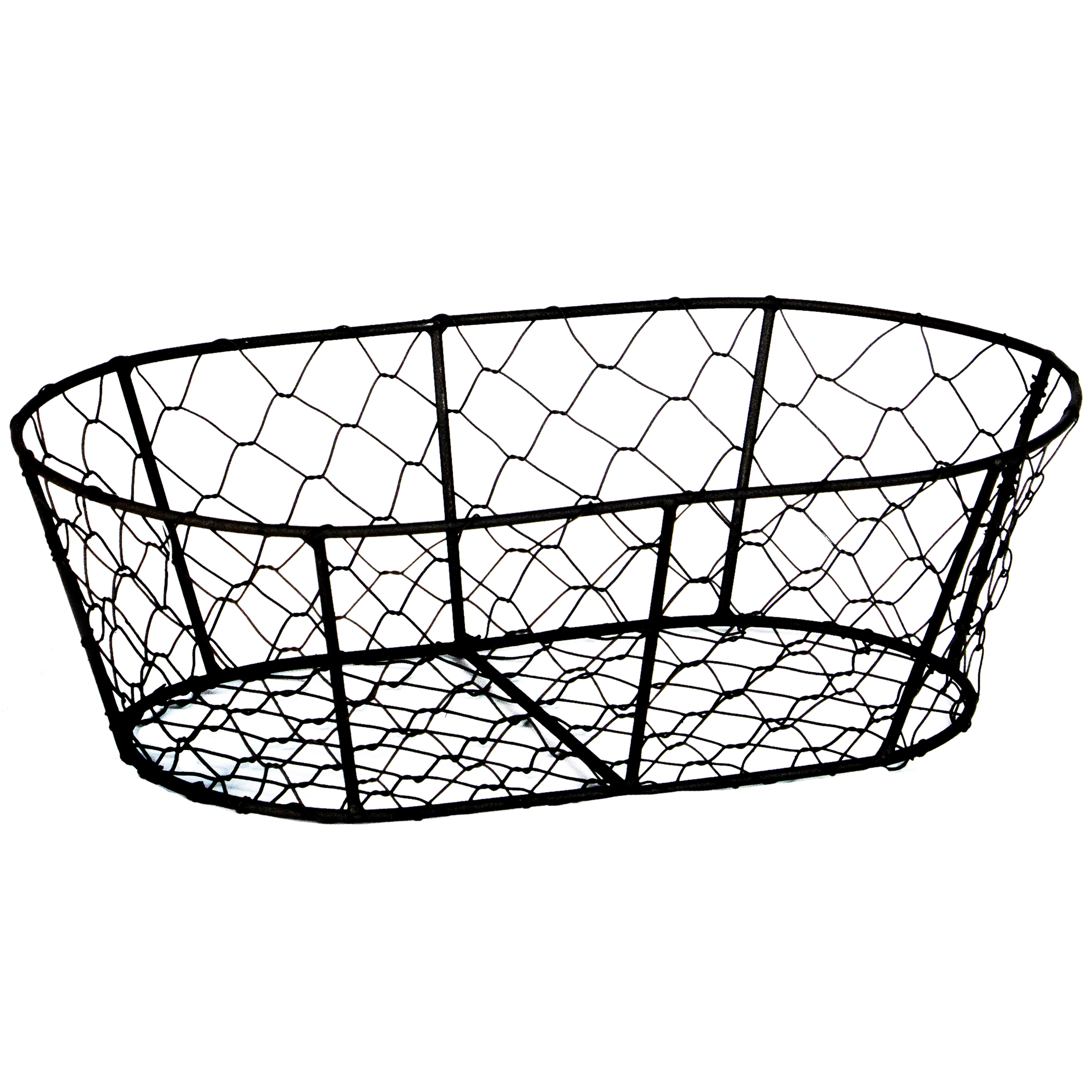 Afbeeldingen van Metalen gaasmand ovaal 28x18x9 cm, zwart