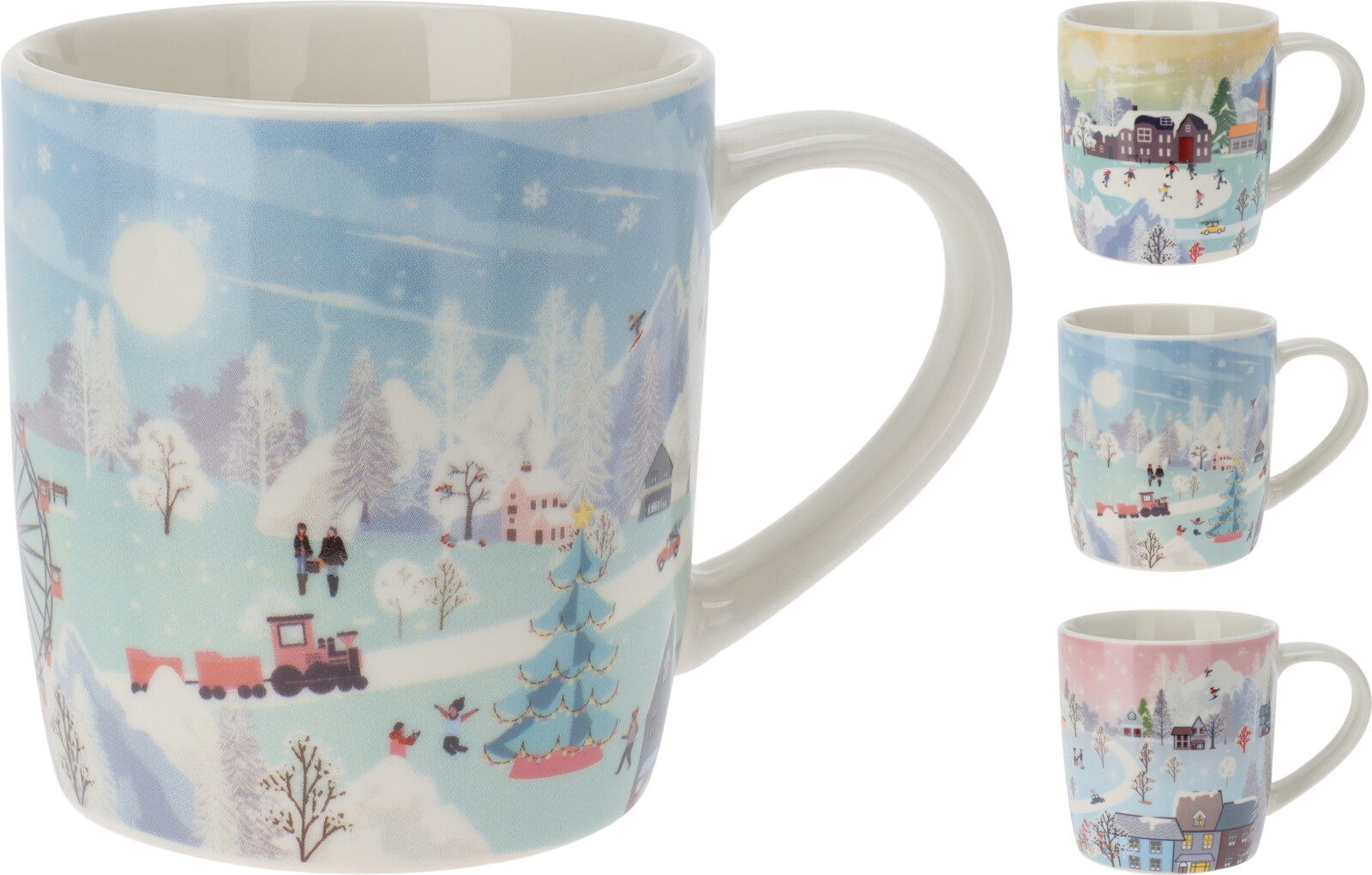 Afbeeldingen van Mok porselein 330 ml winter landschap assorti (ucl)