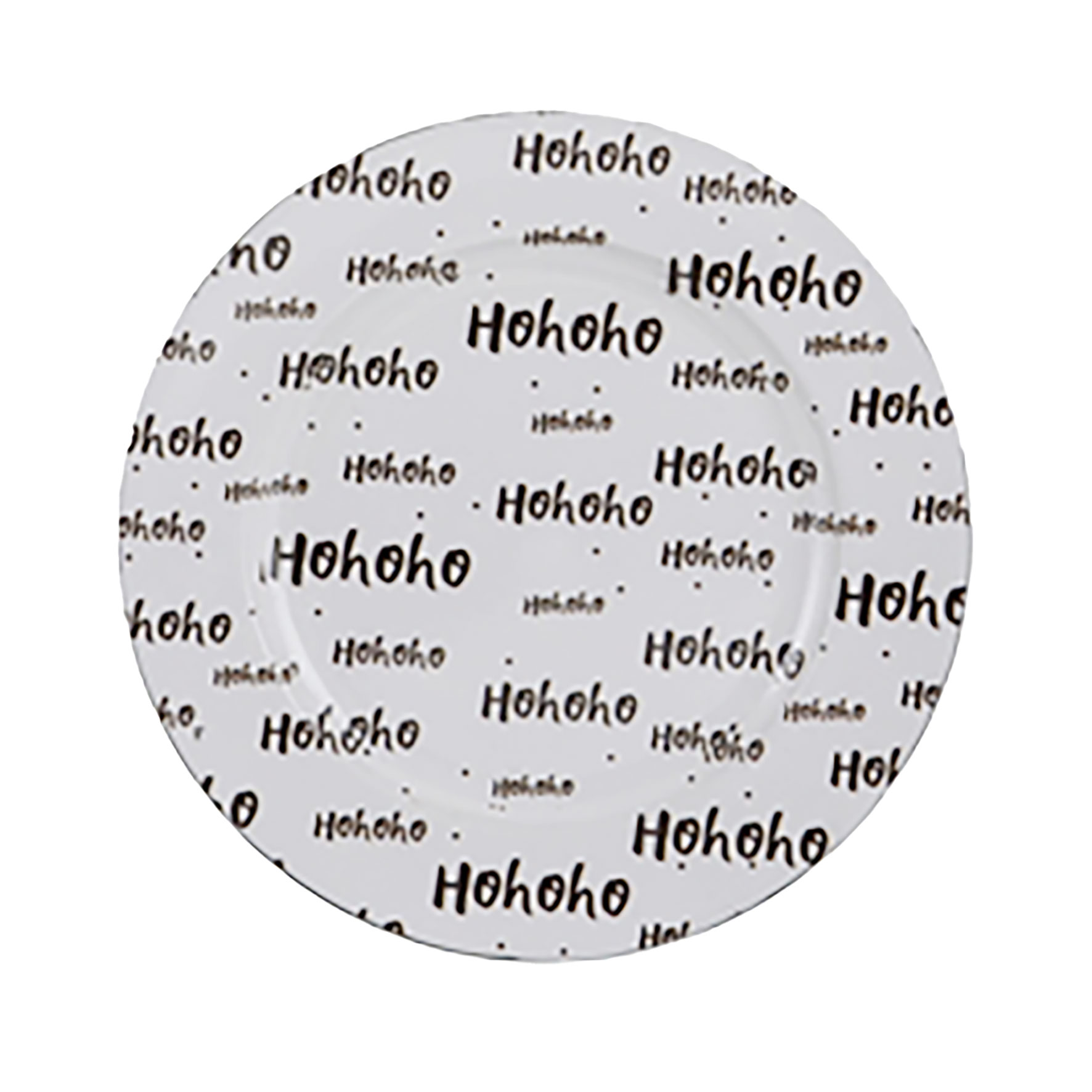 Afbeeldingen van Decoratiebord kunststof wit ø28 cm Hohoho (uc)