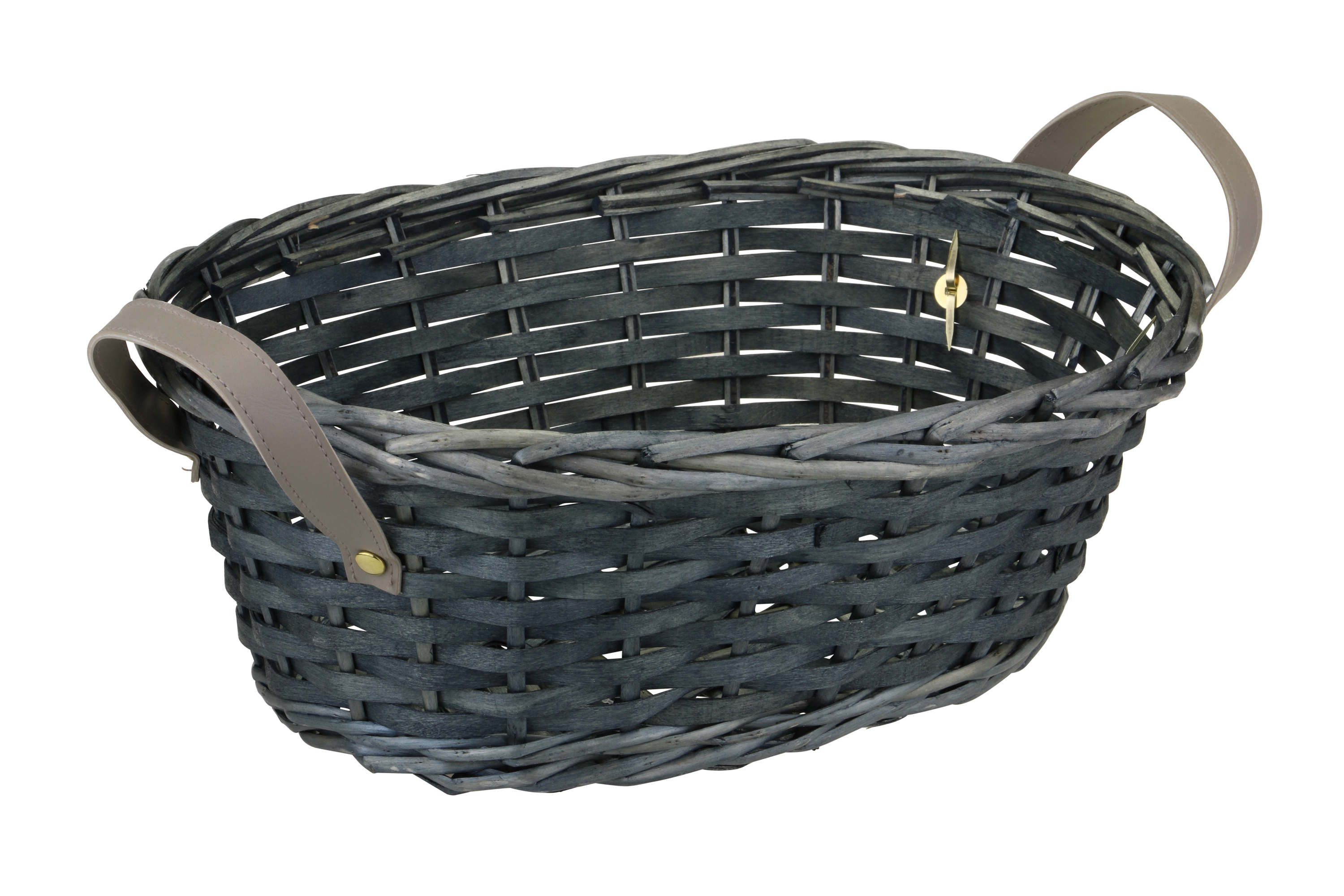 Afbeeldingen van Mand ovaal 35x28x14 cm antraciet met grepen 