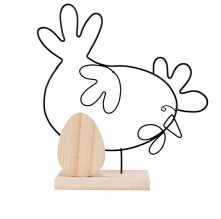 Afbeeldingen van Kip met ei staand zwart 19,5x4,5x22,5 cm