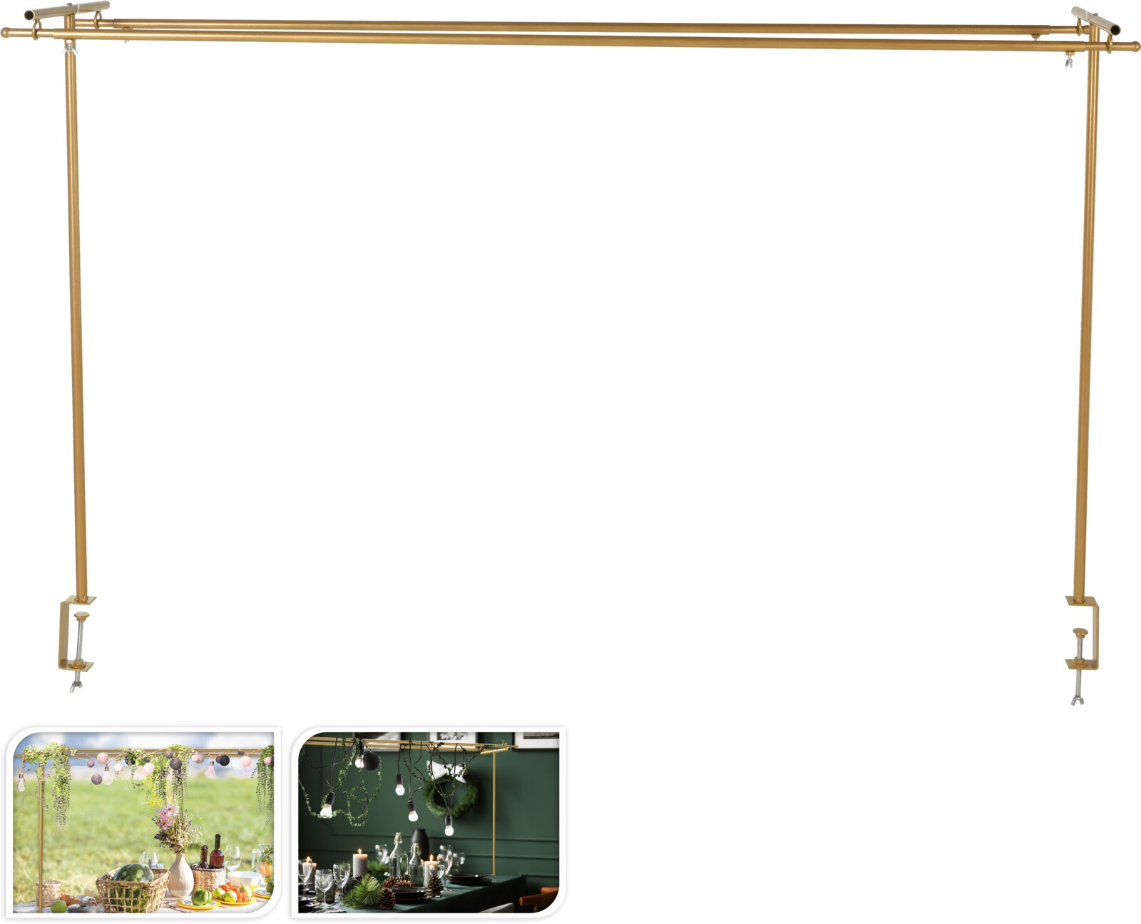 Afbeeldingen van Metalen tafelklem goud verstelbaar 98 x 140 - 250 cm