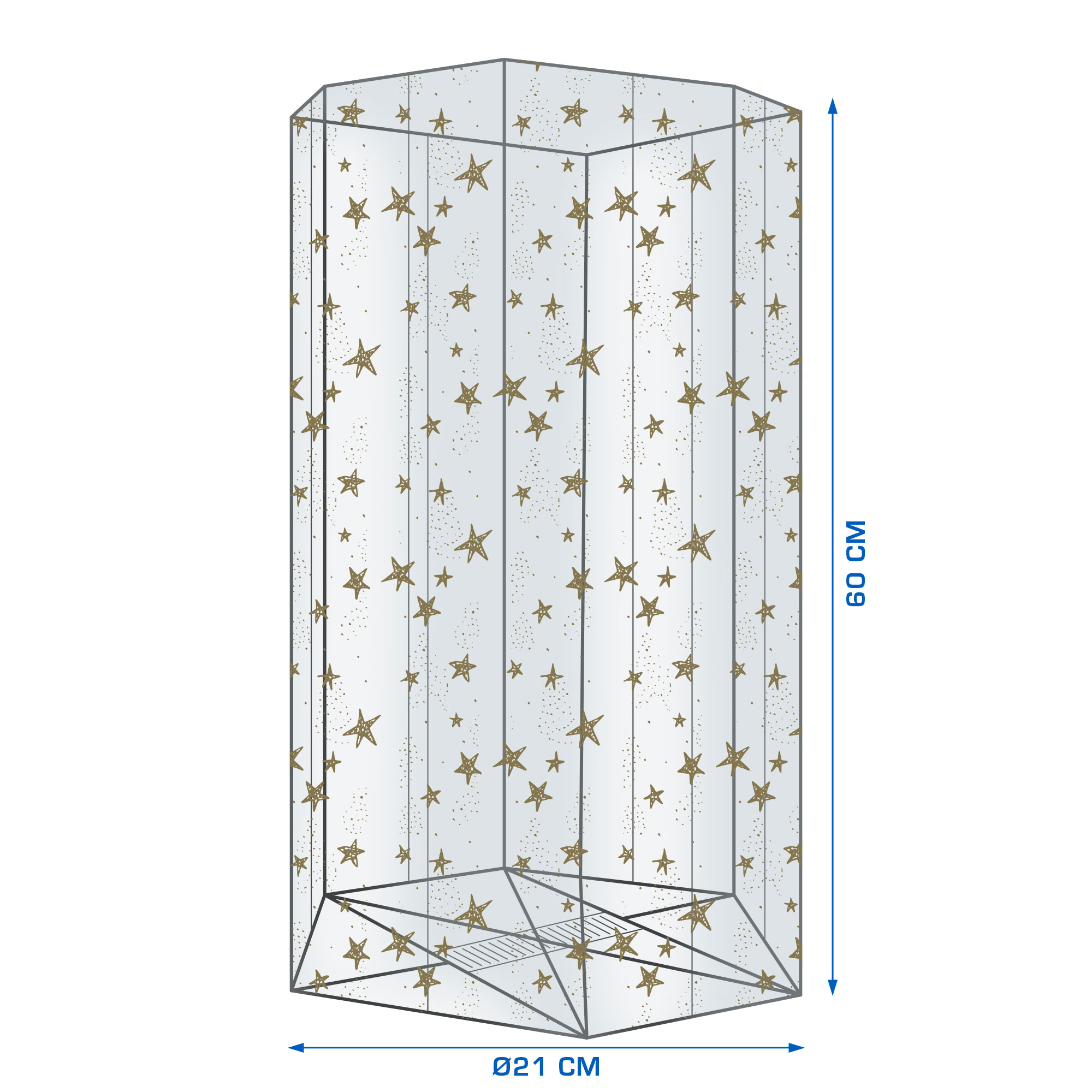 Afbeeldingen van Ds à 250 diamantzak ø21x60 cm Sterren goud 