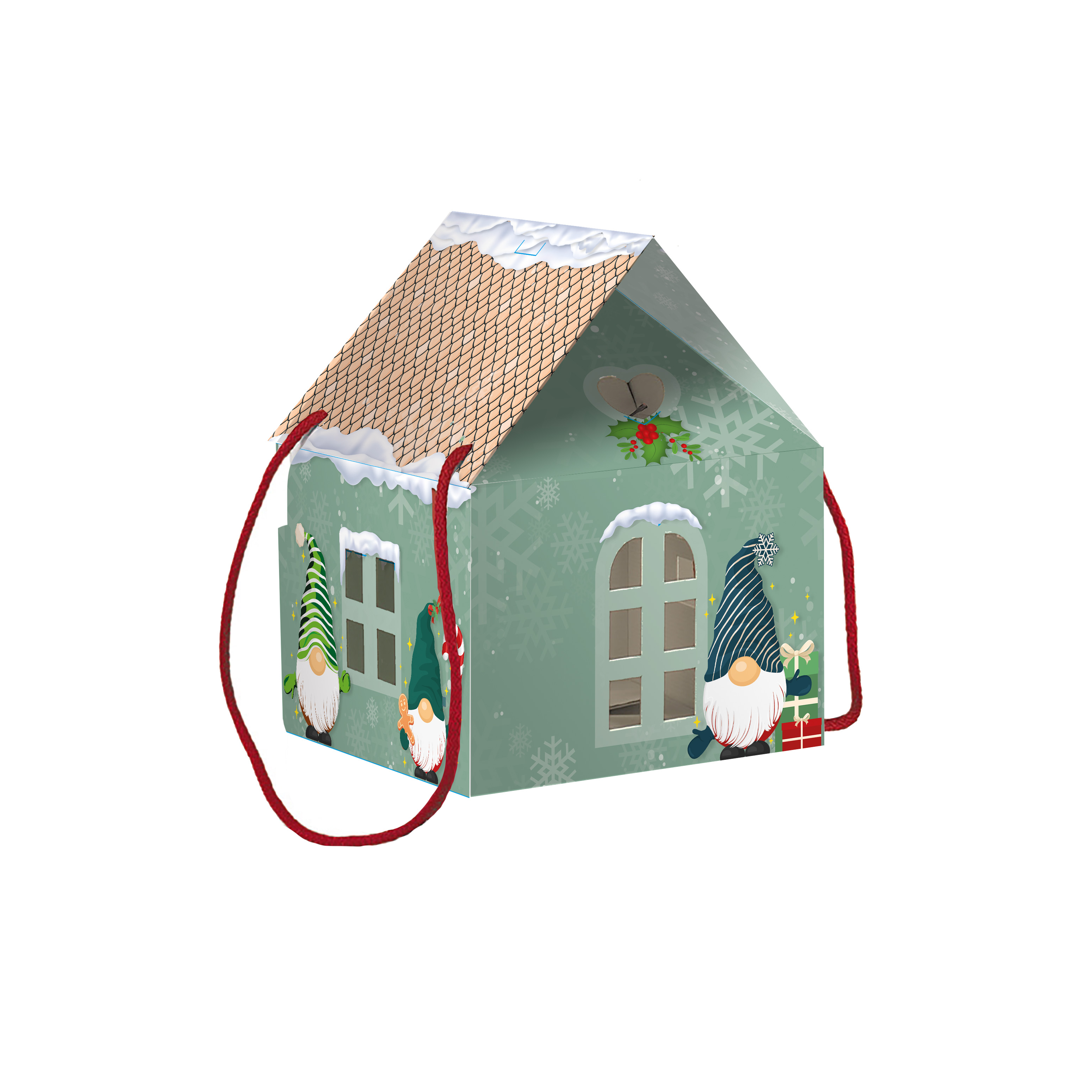 Afbeeldingen van Ds à 20 draagdoos 24x24x15/24 cm Gnoom huisje 