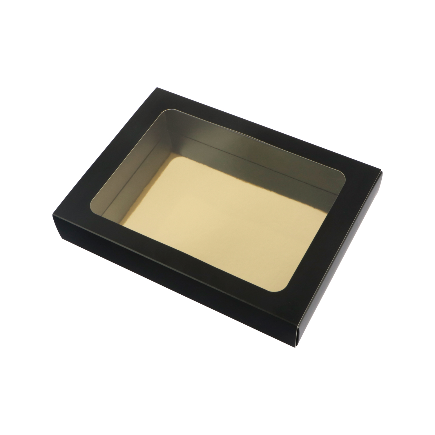 Afbeeldingen van Ds à 60 zwarte letterdoos zkl7 - laag met venster 15,1x20,6x2,6 cm