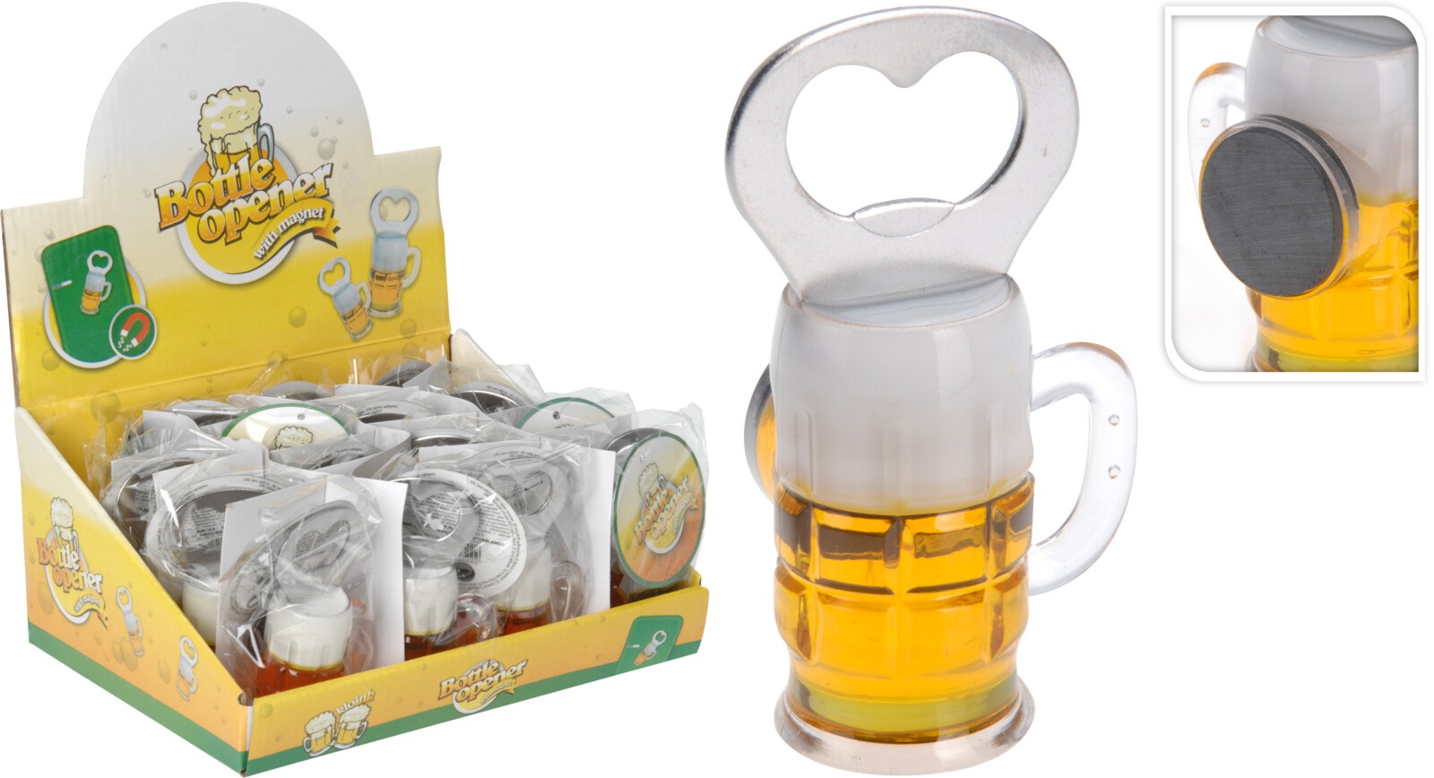 Afbeeldingen van Flesopener bierglas 9 cm met magneet 