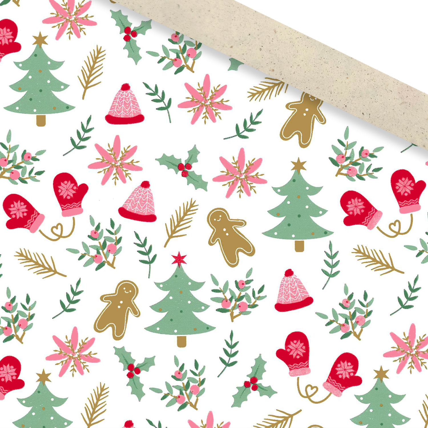 Afbeeldingen van  Rol Kerstpapier 50 cm 100 mtr kerst peperkoek