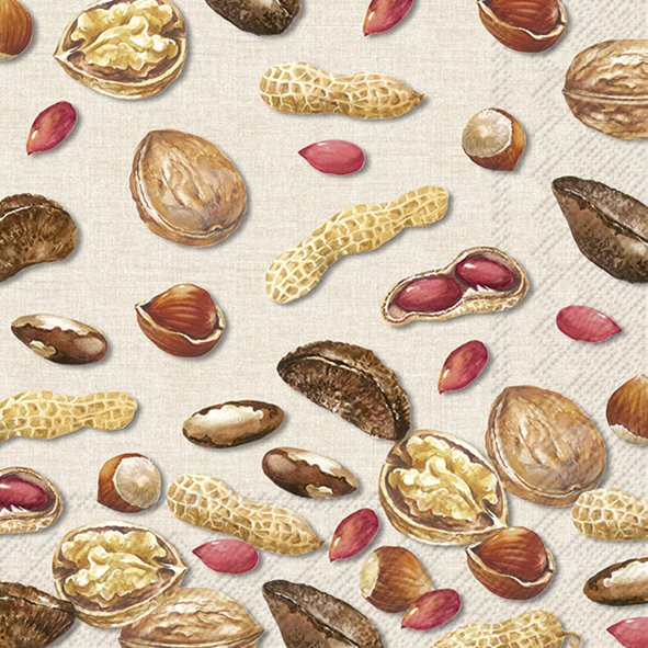 Afbeeldingen van Pak à 20 servetten 33x33 cm 3 laags Noten