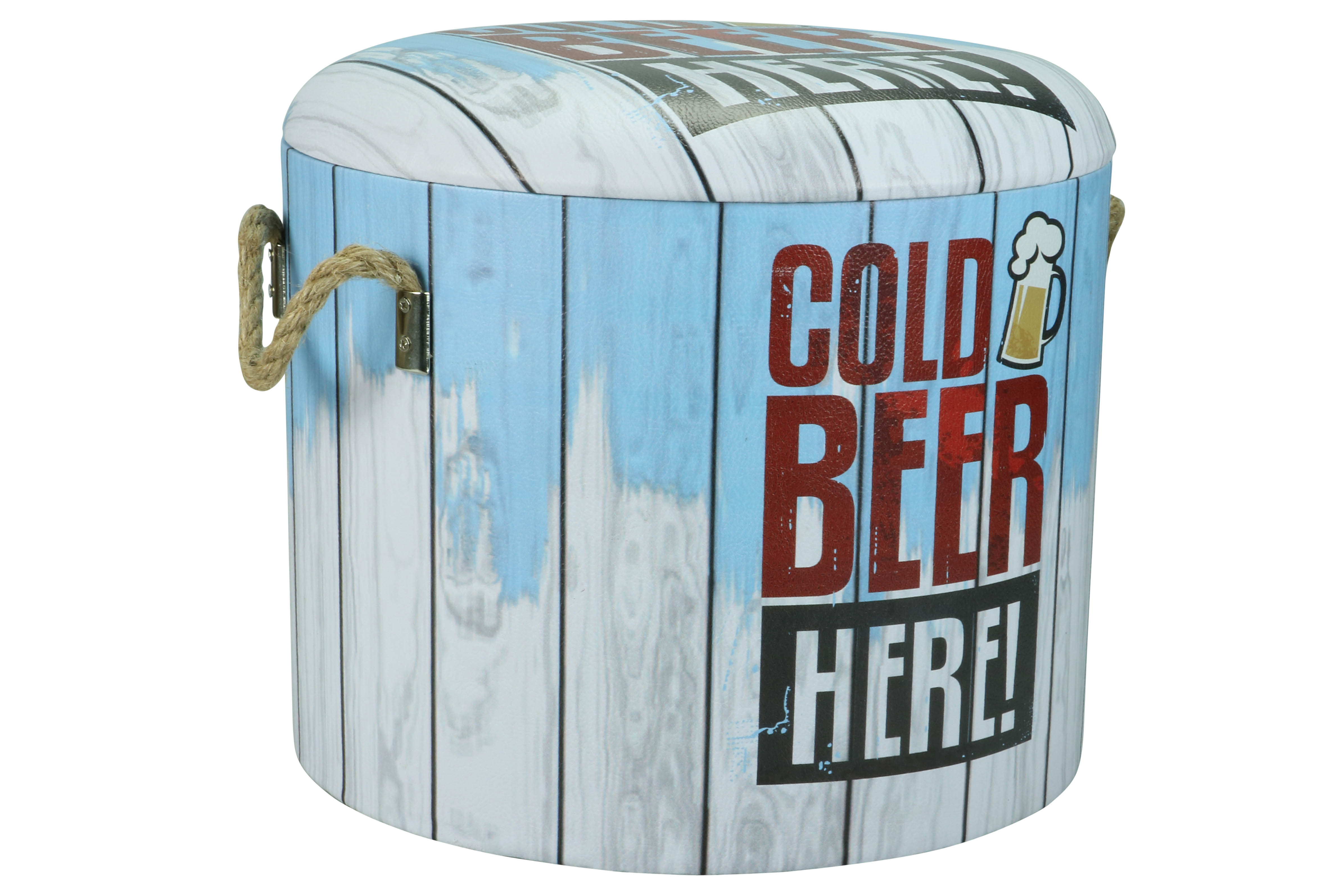 Afbeeldingen van Bier poef 30x26 cm Cold beer here! 