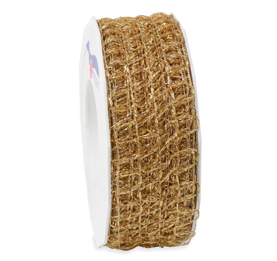 Afbeeldingen van Rol kant met draad 40 mm 20 mtr goud