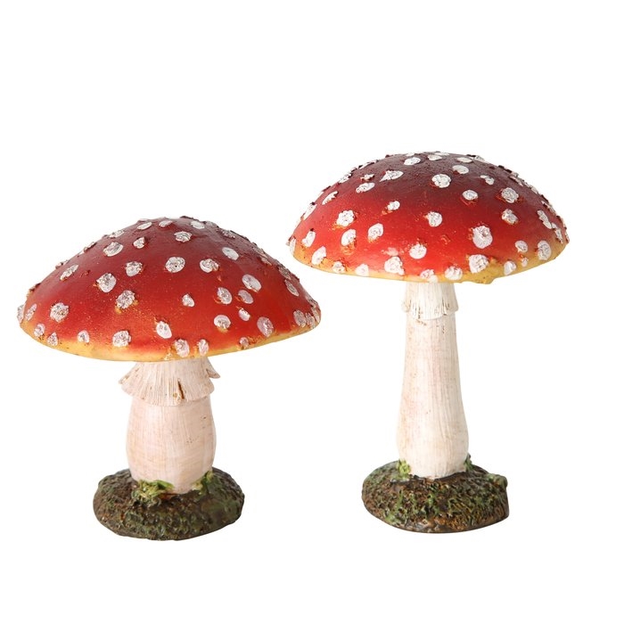 Afbeeldingen van Paddenstoel rood met witte stippen 9 cm assorti 