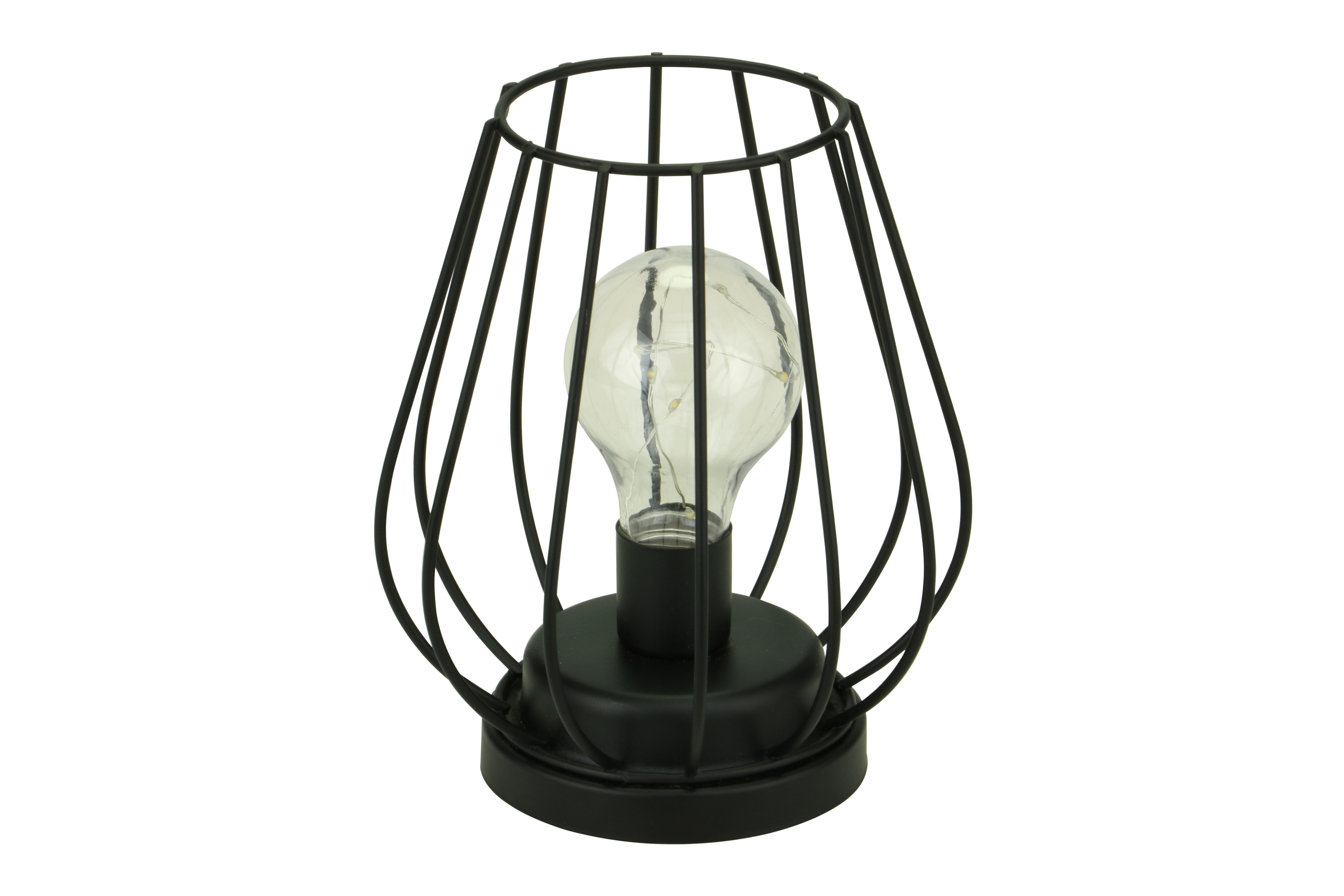 Afbeeldingen van Metalen lamp 15x17 cm met led verlichting zwart