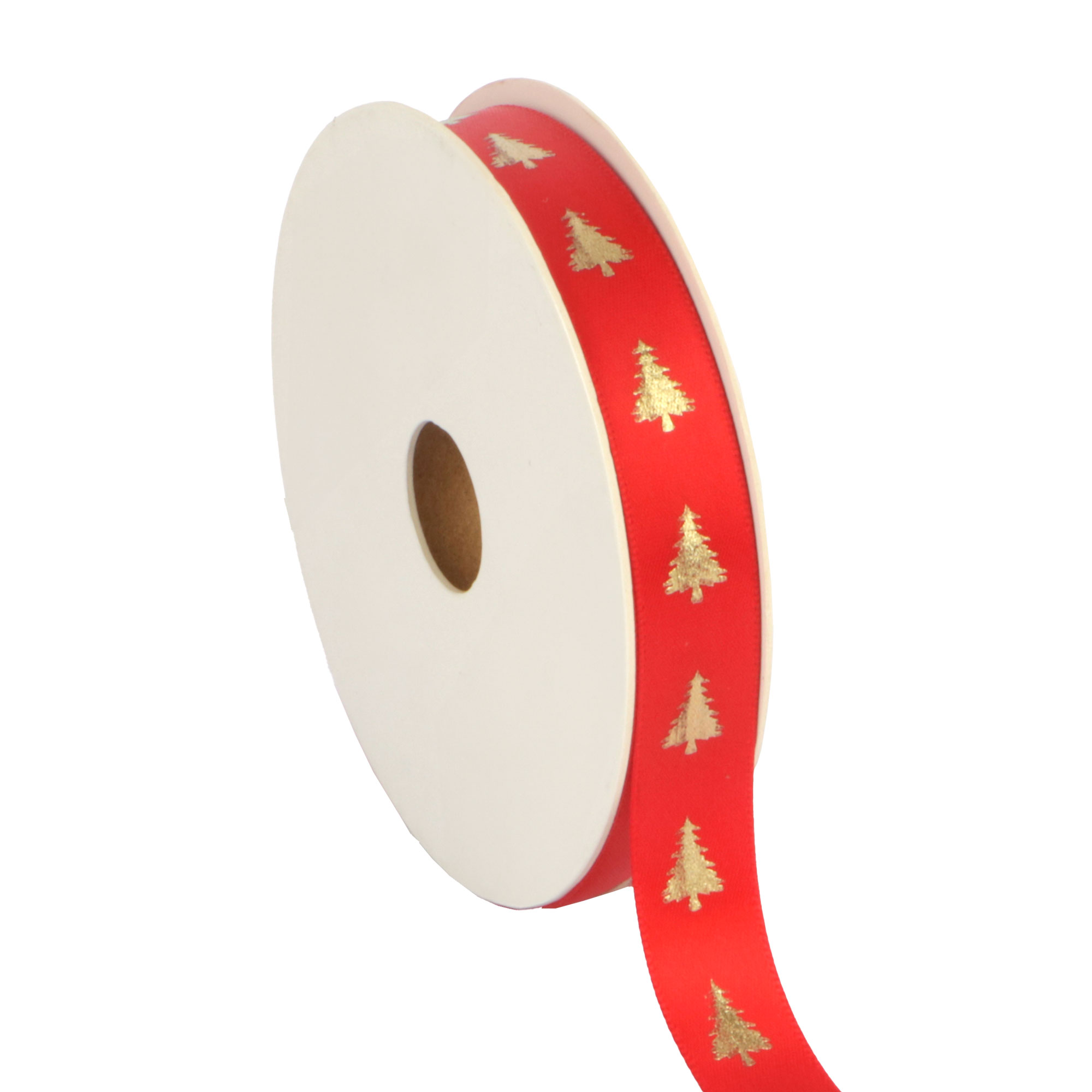 Afbeeldingen van Rol satijnlint 15 mm 25 mtr Kerstboom rood