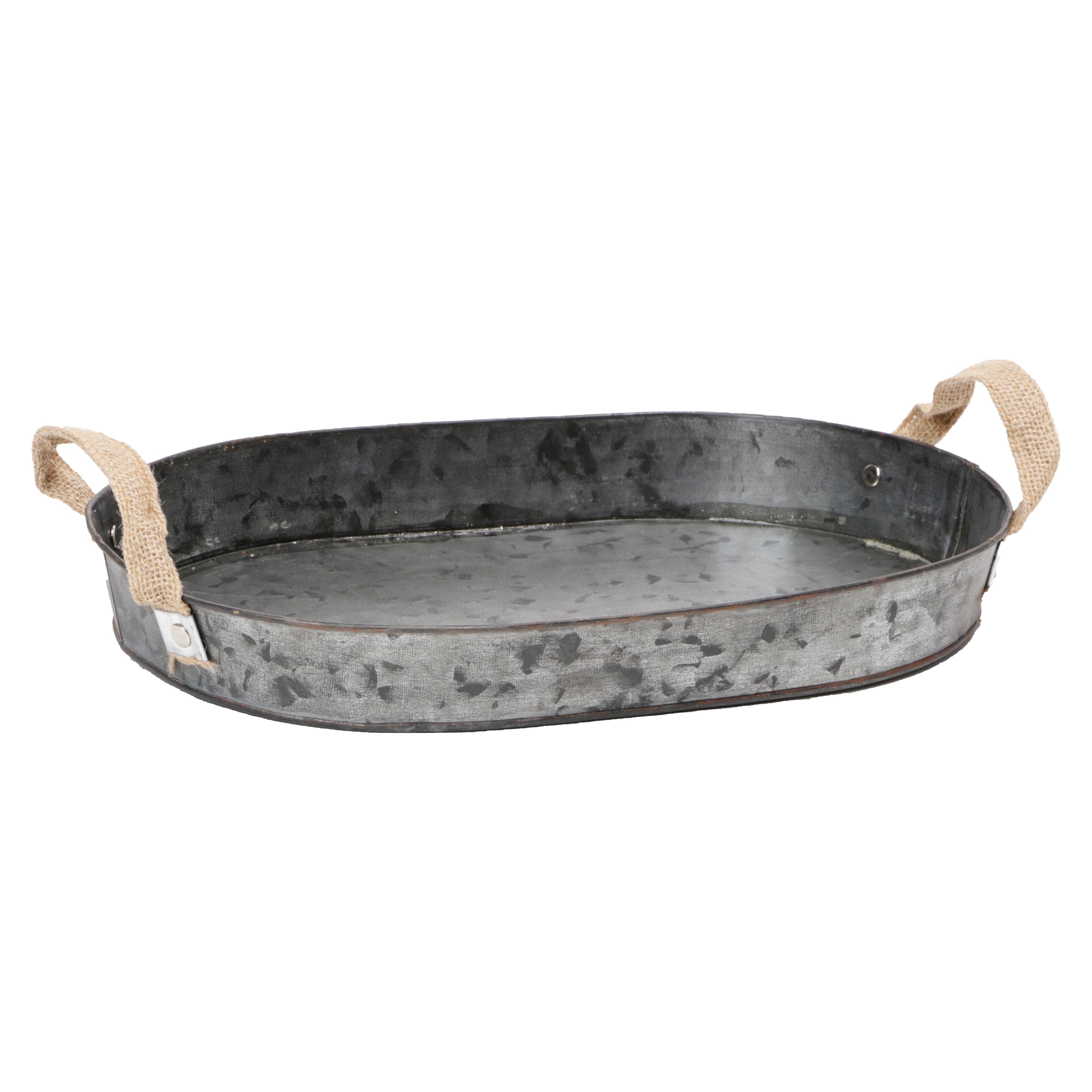 Afbeeldingen van Zinken blad ovaal 35x24x4,5 cm antiek look