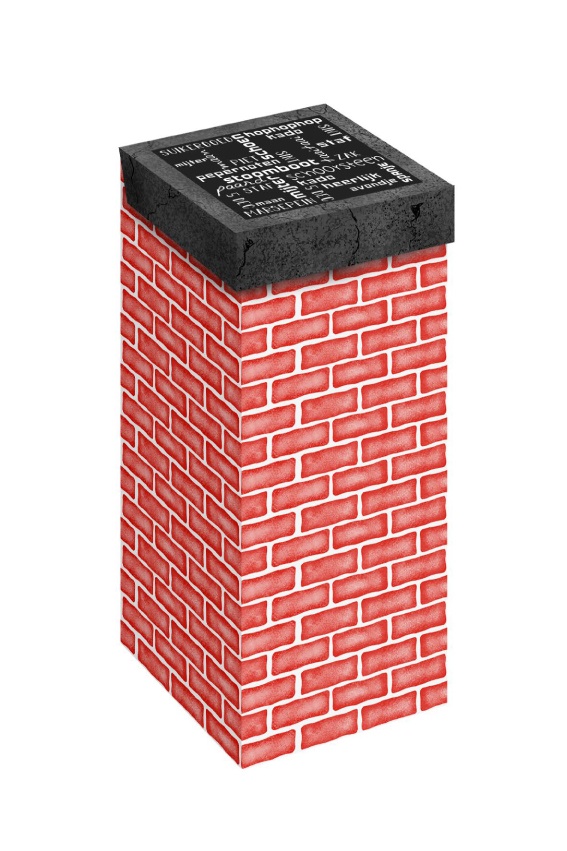 Afbeeldingen van Pakketdoos 15x15x36 cm Schoorsteen zwart/rood