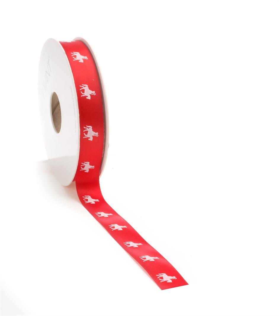 Afbeeldingen van Rol  satijnlint 16 mm 25 mtr Sint te paard (uc)