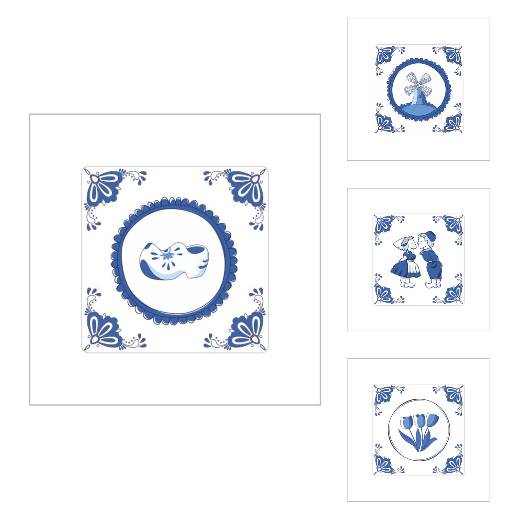 Afbeeldingen van Ds à 250 kado etiket 4x4 cm Delfts blauw  assorti 