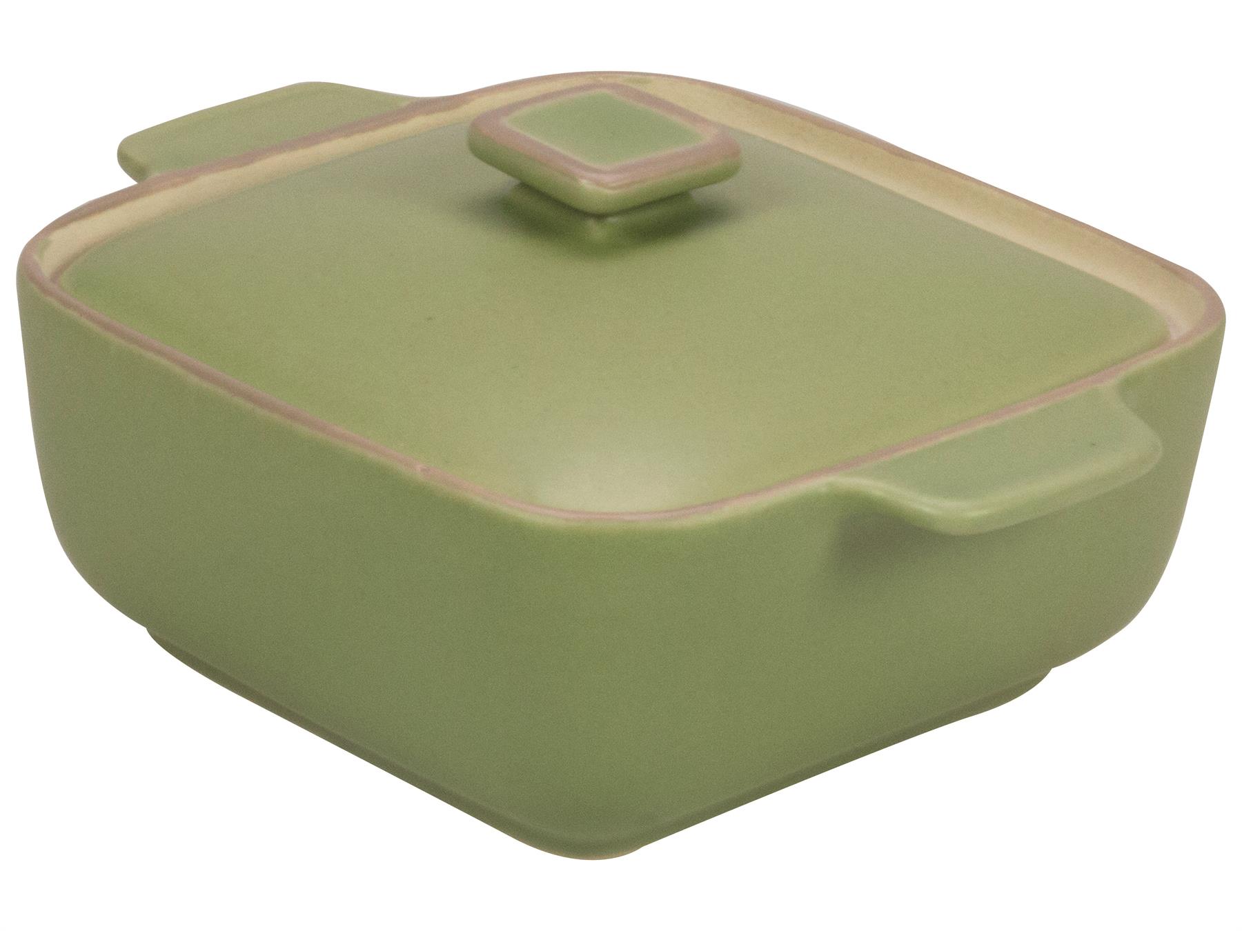 Afbeeldingen van Mini ovenschaal keramiek 10,5x10,5x4,5 cm  groen