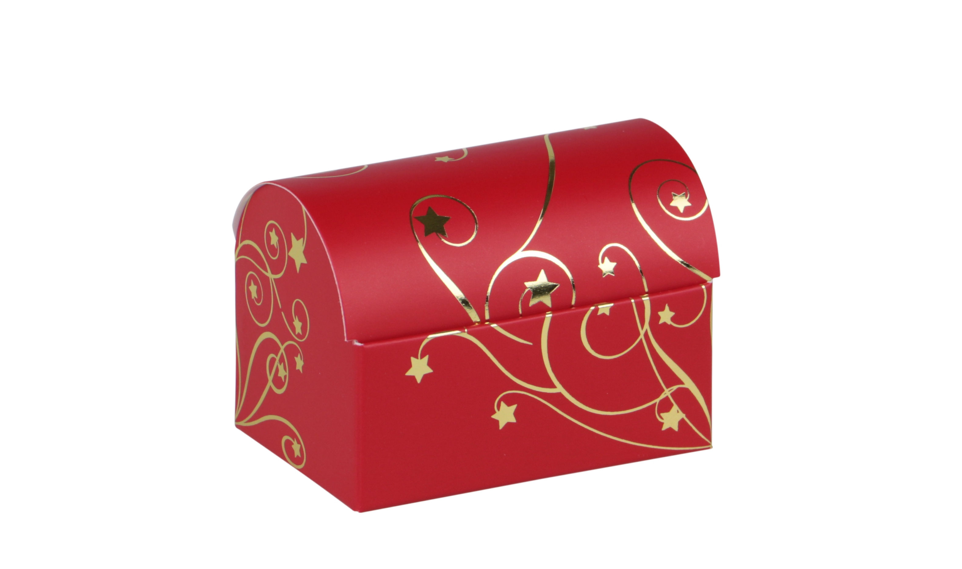 Afbeeldingen van Pak à 100 bonbondoos 2 bb rood met gouden sterretjes  