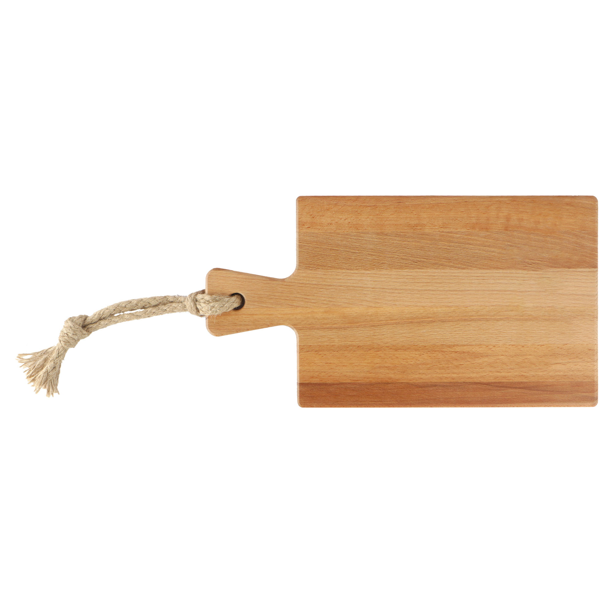 Afbeeldingen van Beuken plank 34,5x18,5x1,9 cm met greep en touw