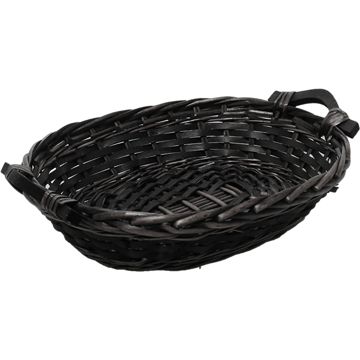 Afbeeldingen van Mand ovaal met grepen 34x26x9 cm zwart 