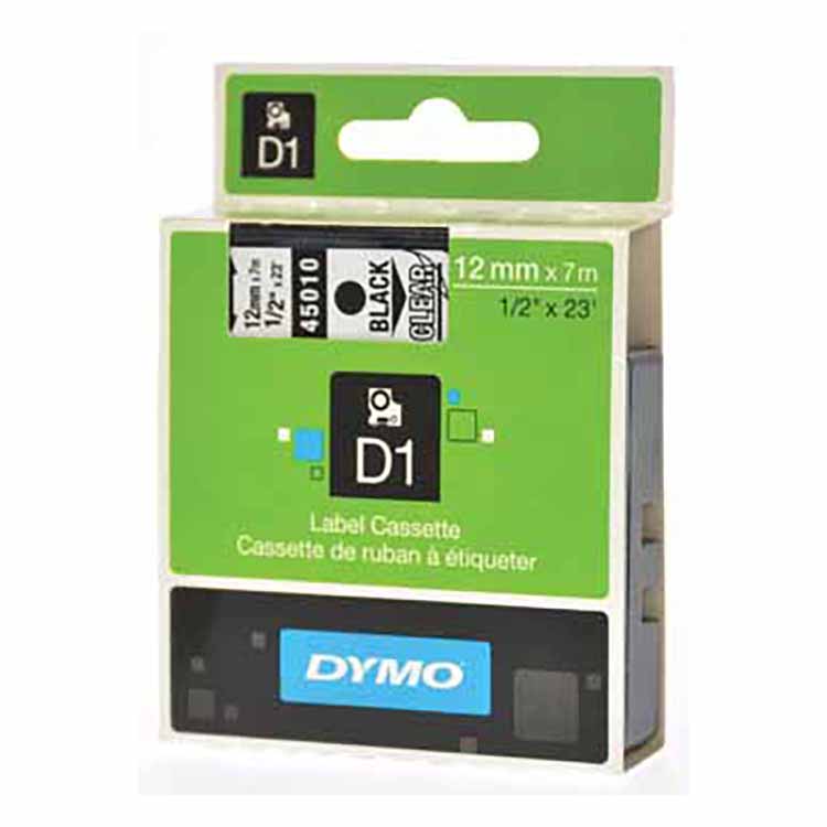 Afbeeldingen van Dymo tape zwart/wit 45021 1,2 cm 
