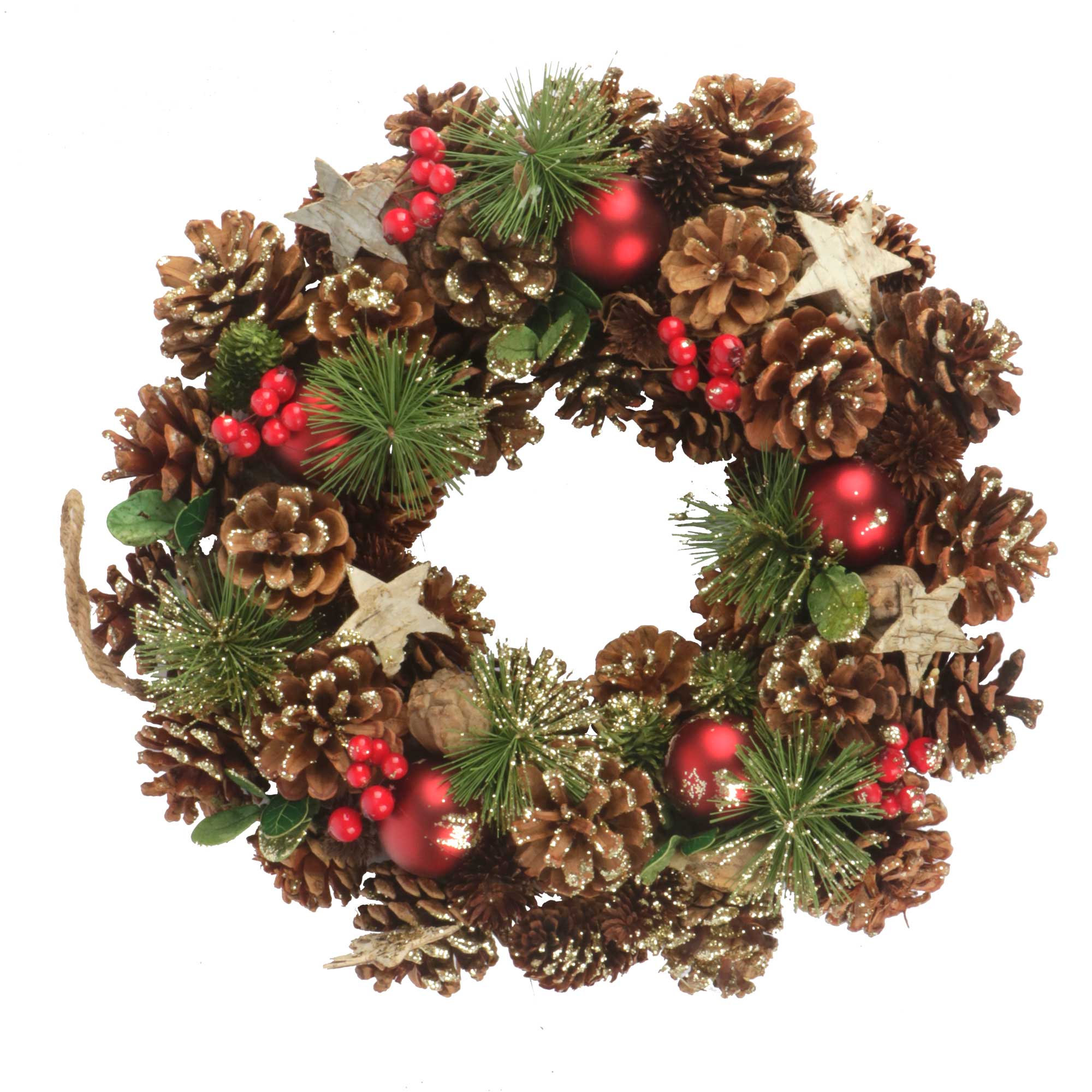 Afbeeldingen van Kerstkrans 34x9 cm met decoratie