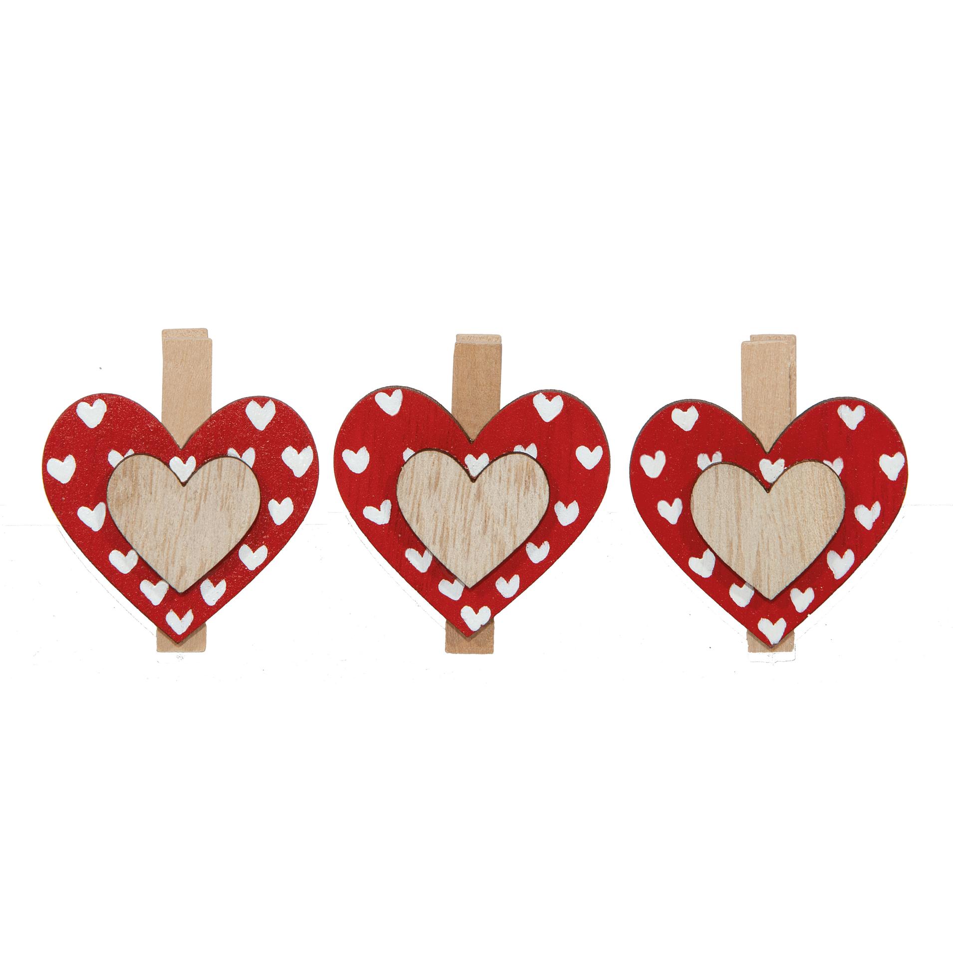 Afbeeldingen van Set à 9 hart op knijper 4,5x4 cm