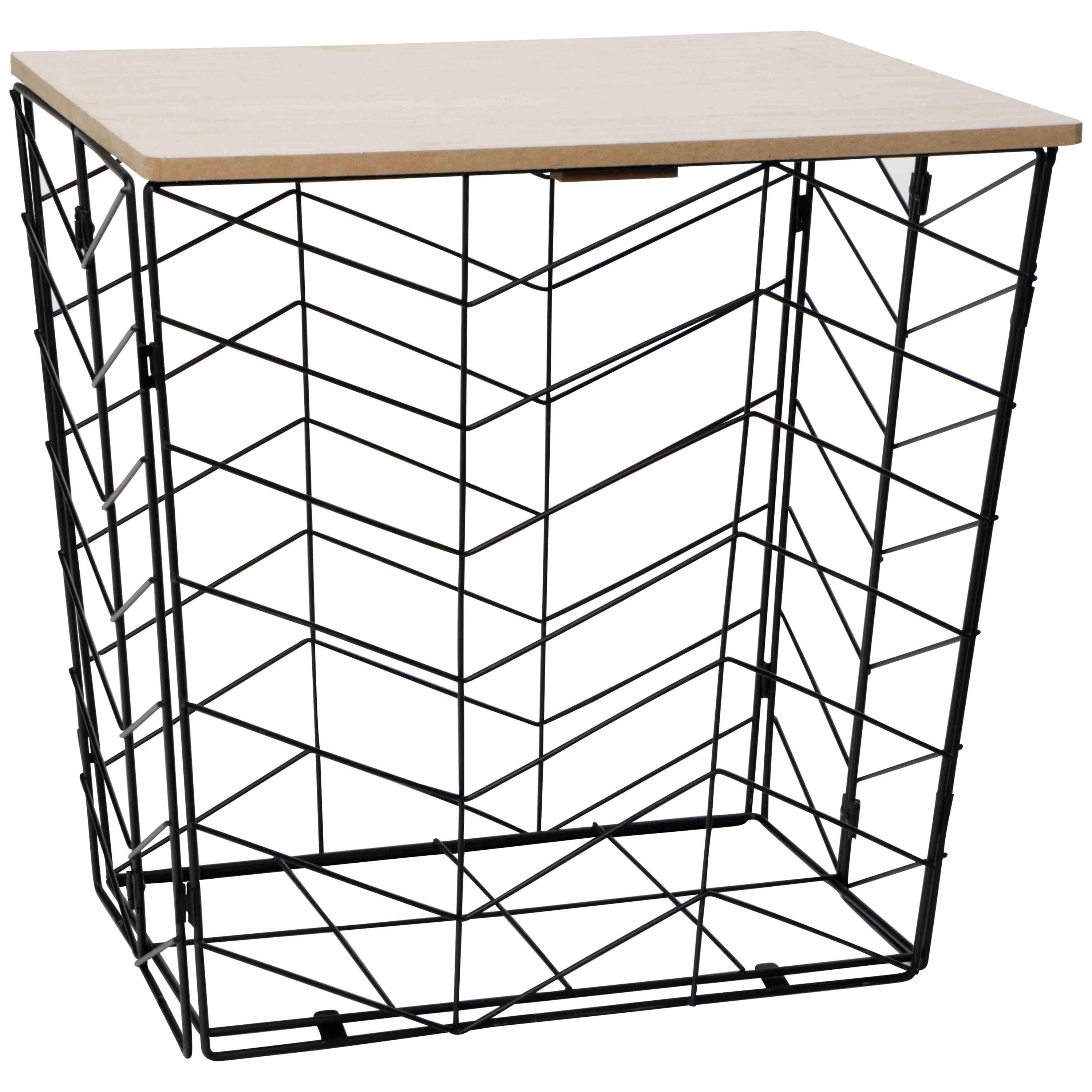 Afbeeldingen van Mand/bijzettafel (inklapbaar) met deksel 40x30x40 cm