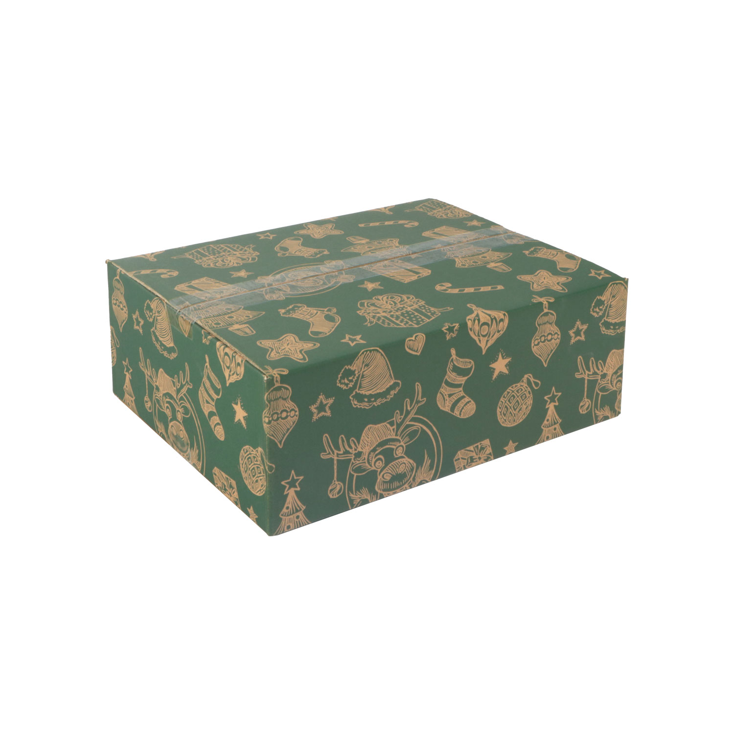 Afbeeldingen van Kerstdoos C130 rendier 39x29x13 cm groen