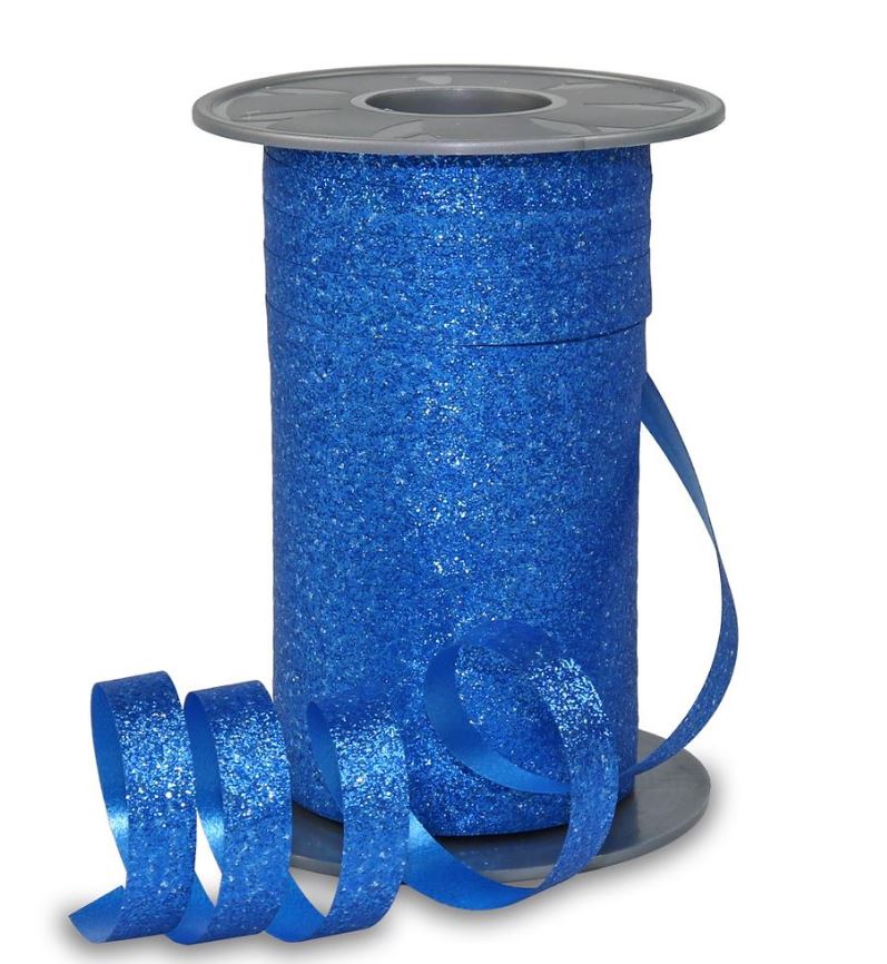 Afbeeldingen van Rol krullint 10 mm 100 mtr glitter donkerblauw