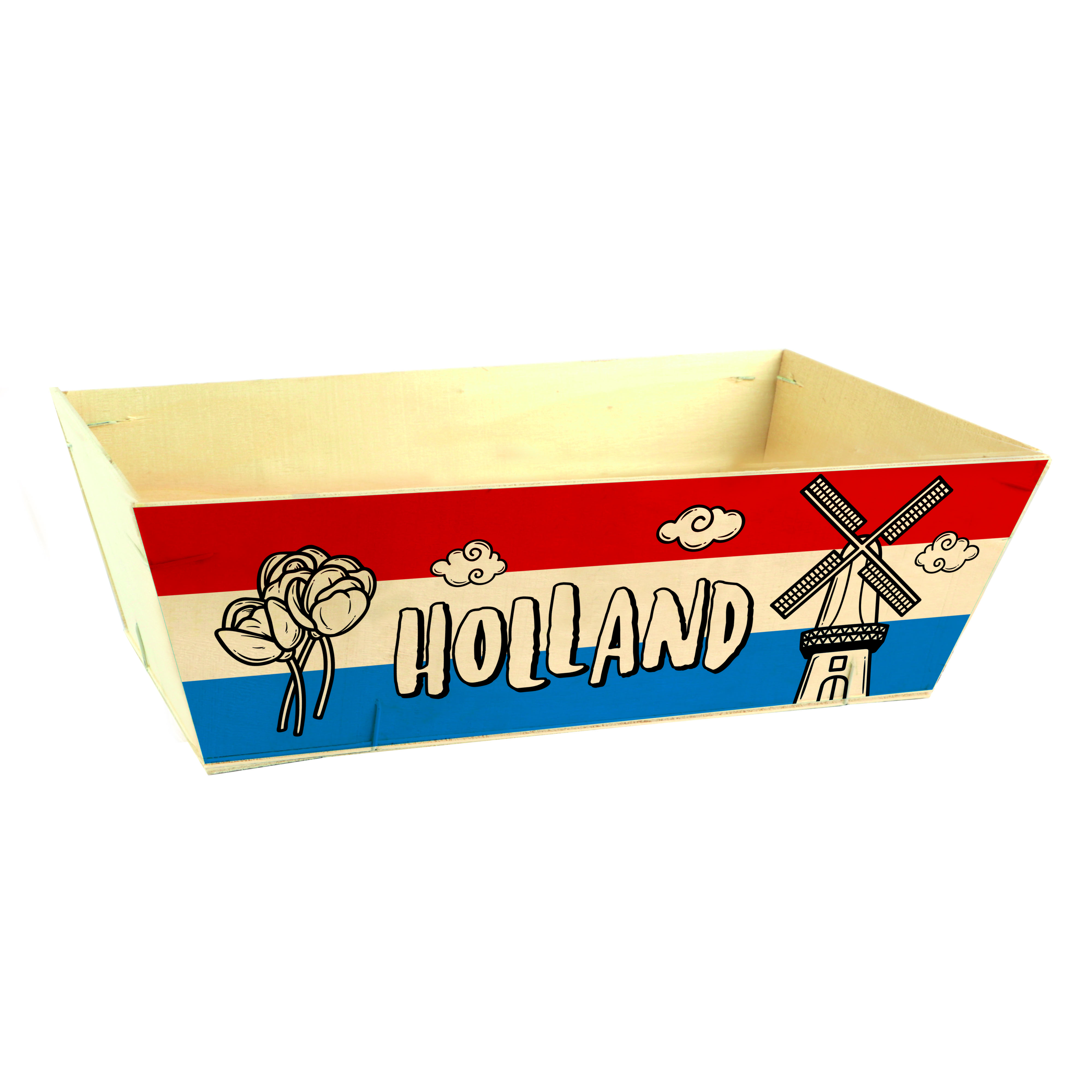 Afbeeldingen van Pak à 25 houten bak 29,5x19,5x9,2 cm Holland