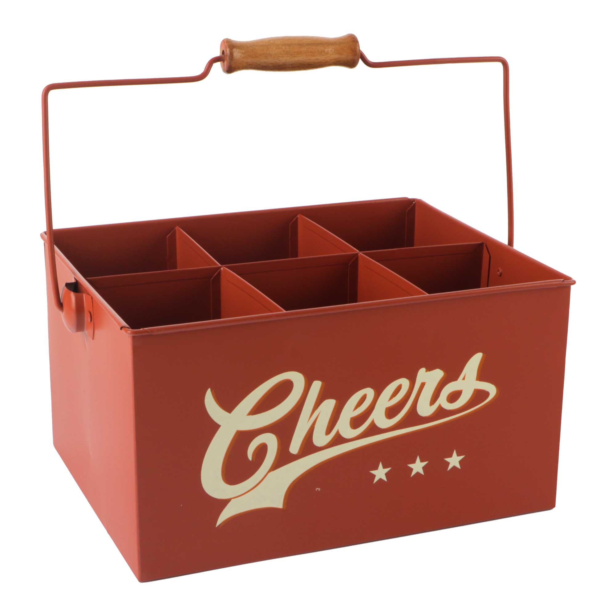 Afbeeldingen van Metalen houder 28,5x22,5x14 cm voor 6 flessen Cheers