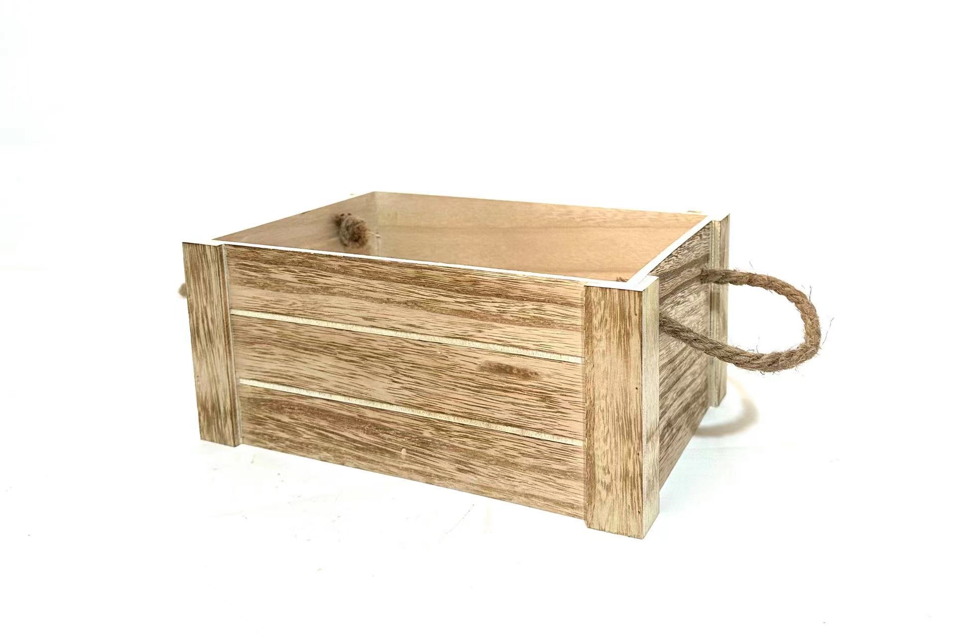 Afbeeldingen van Houten kratje 25x17x11 cm met touwgrepen 