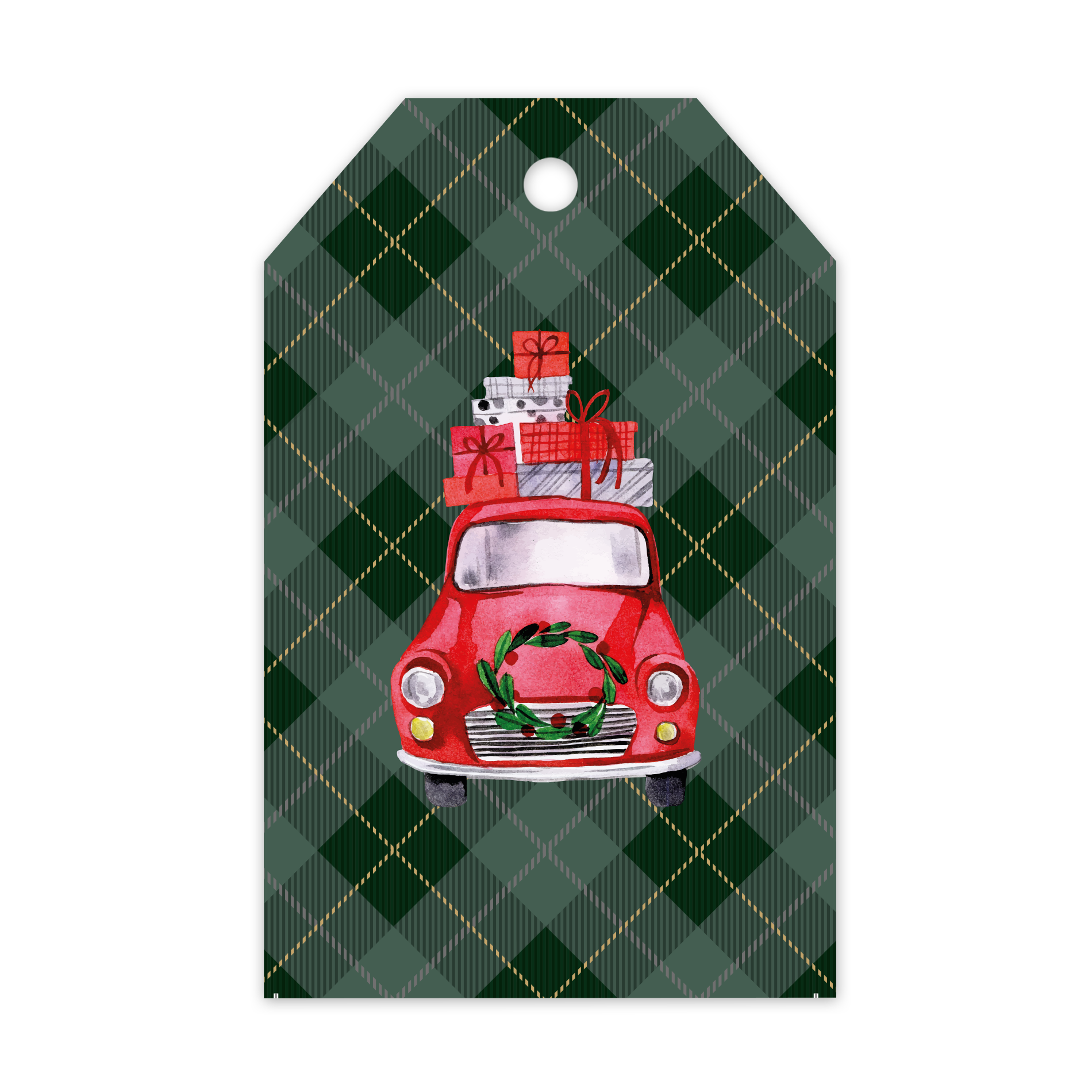 Afbeeldingen van Pak à 20 kadokaartjes 5,2x8,2 cm kerstauto met pakjes (ucl)