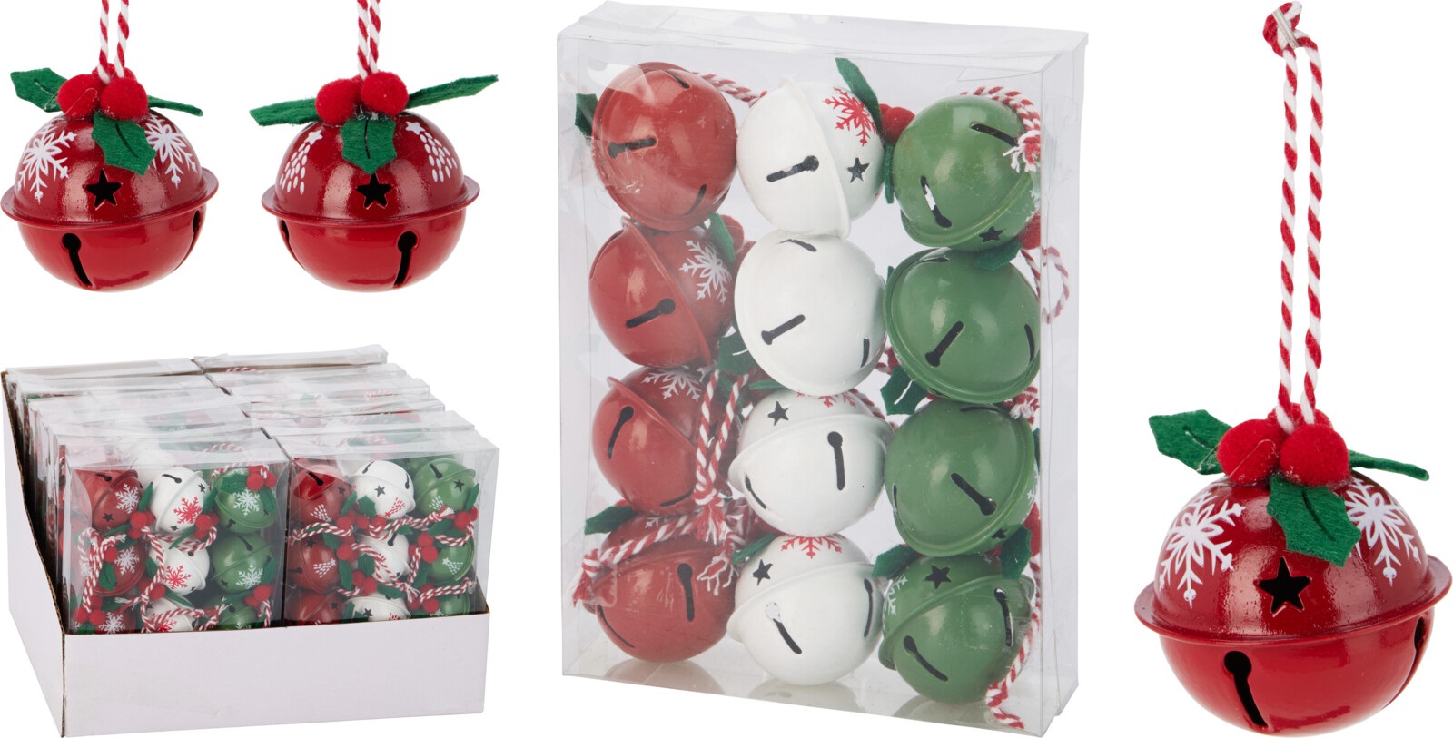 Afbeeldingen van Set à 12 kerst bellen 4 cm 2 assorti