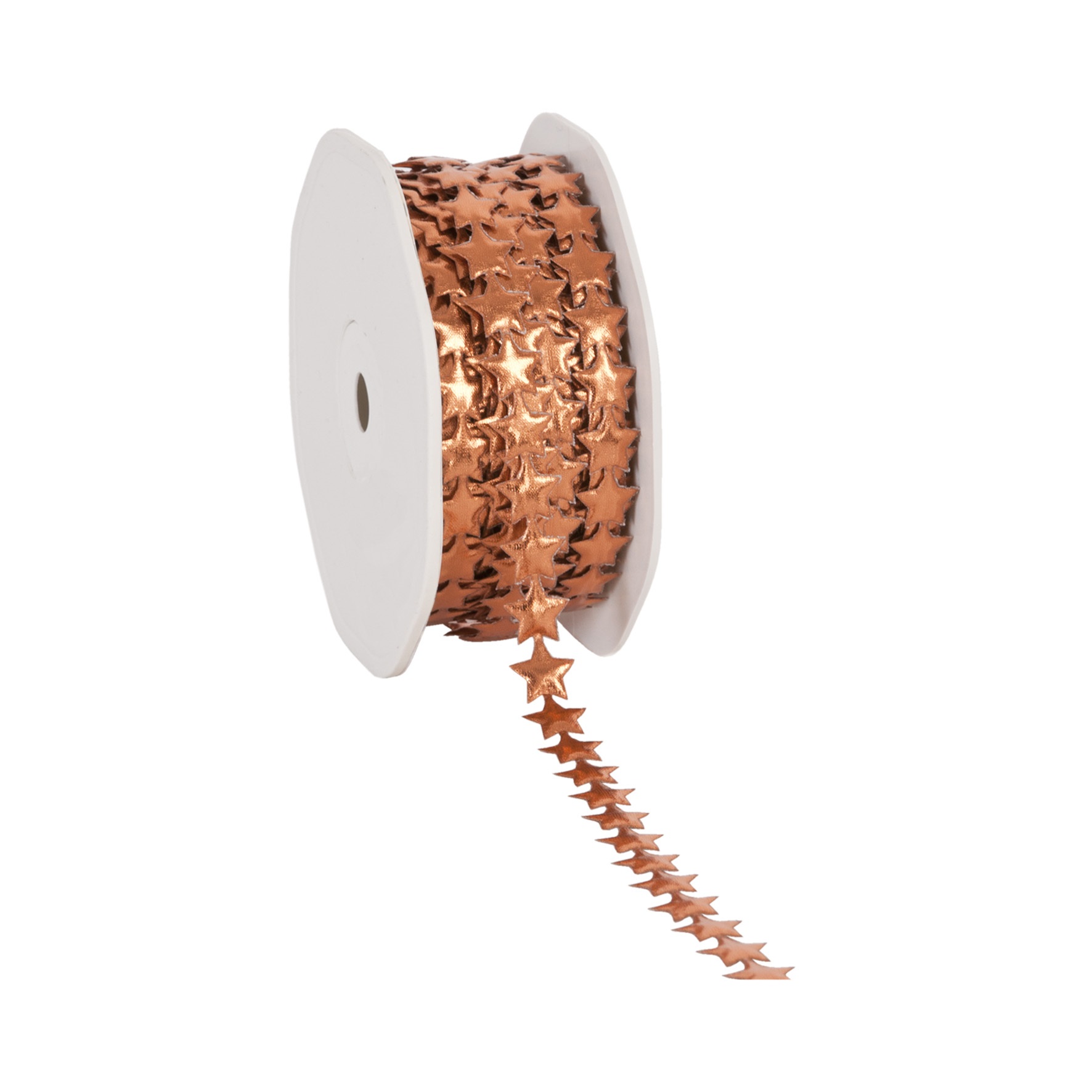 Afbeeldingen van Rol koord lint 12 mm 15 mtr Lurex Sterren koper (uc)