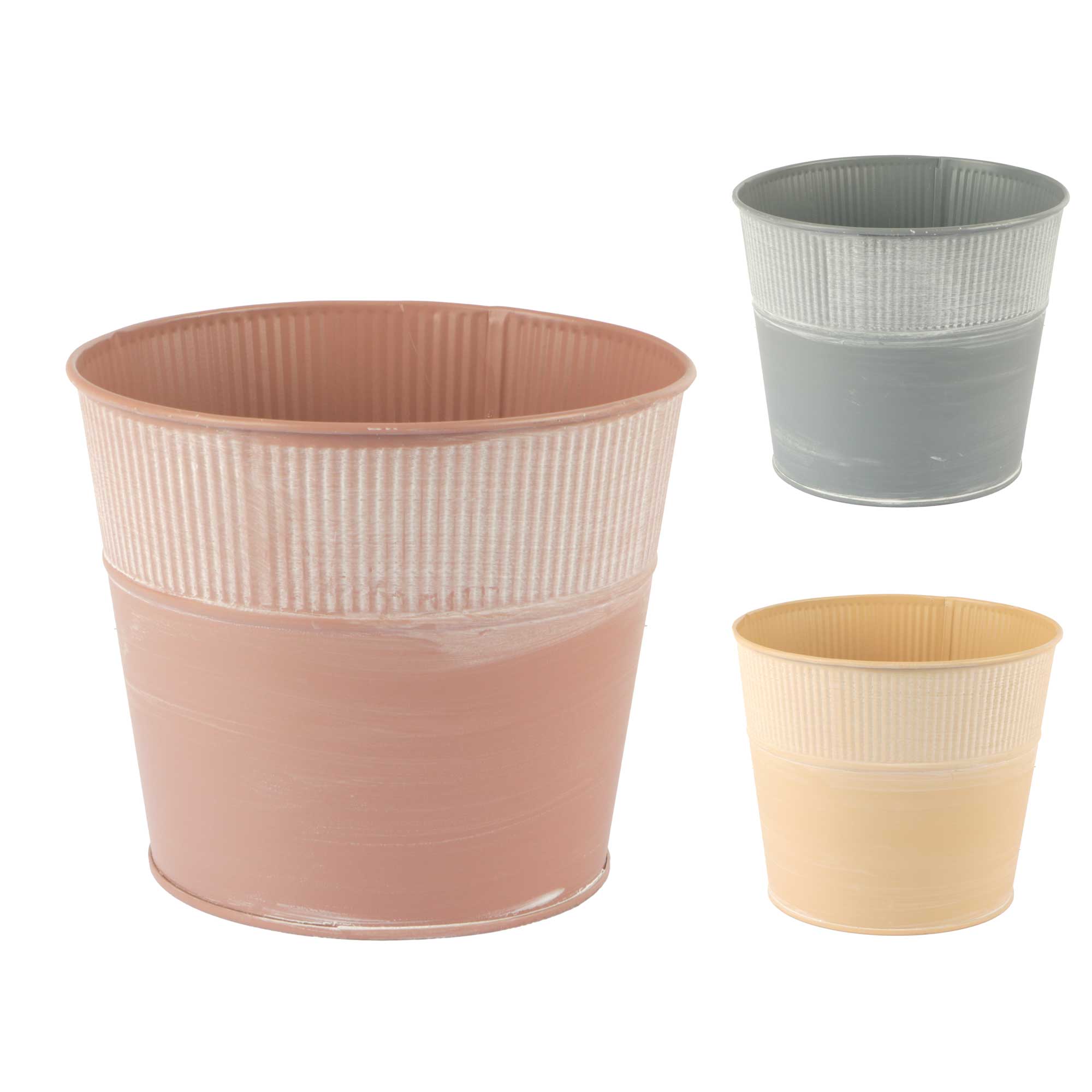 Afbeeldingen van Emmer metaal 18x16 cm assorti kleuren, geribbeld