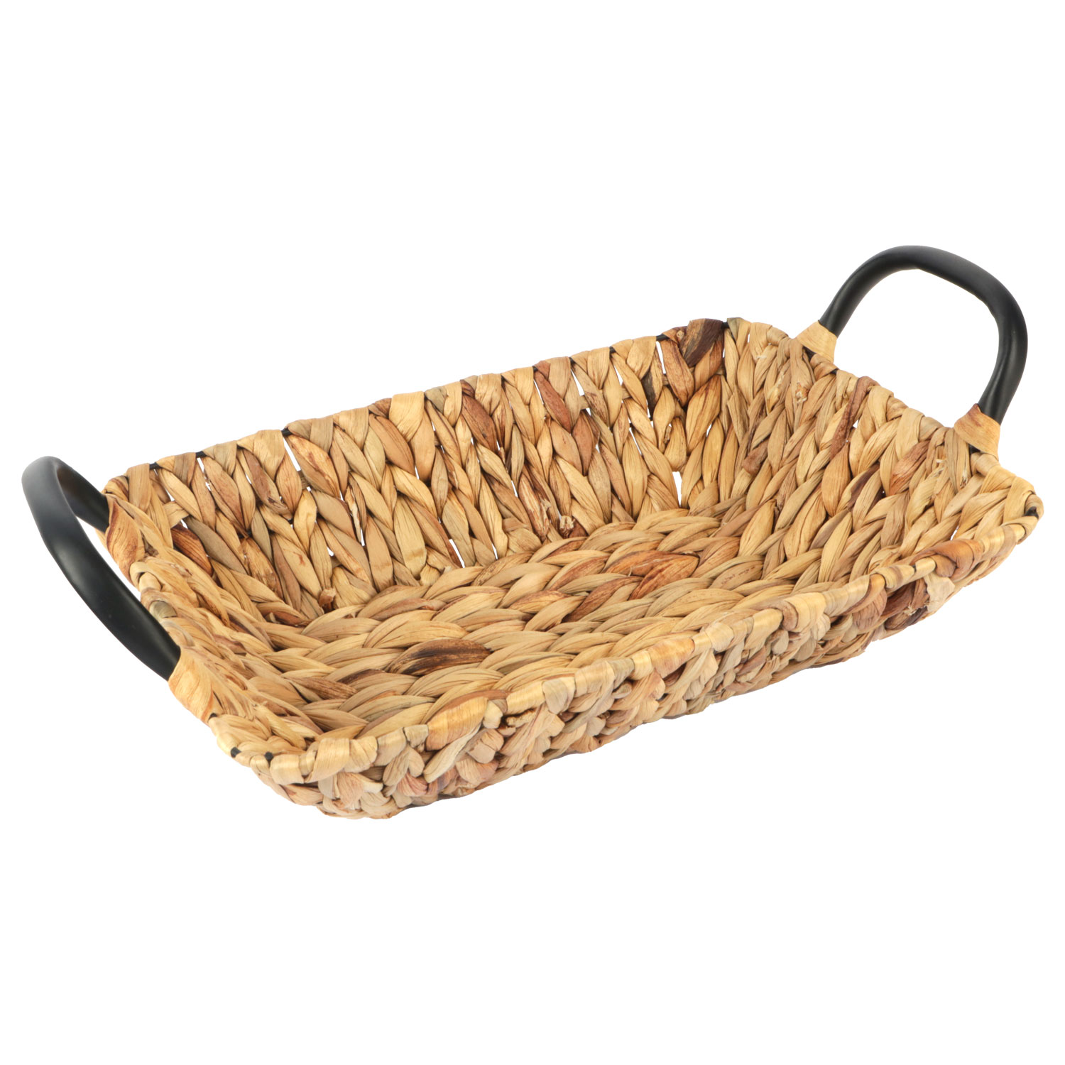 Afbeeldingen van Mand rechthoek 33x24x7,5/13 cm met metalen grepen