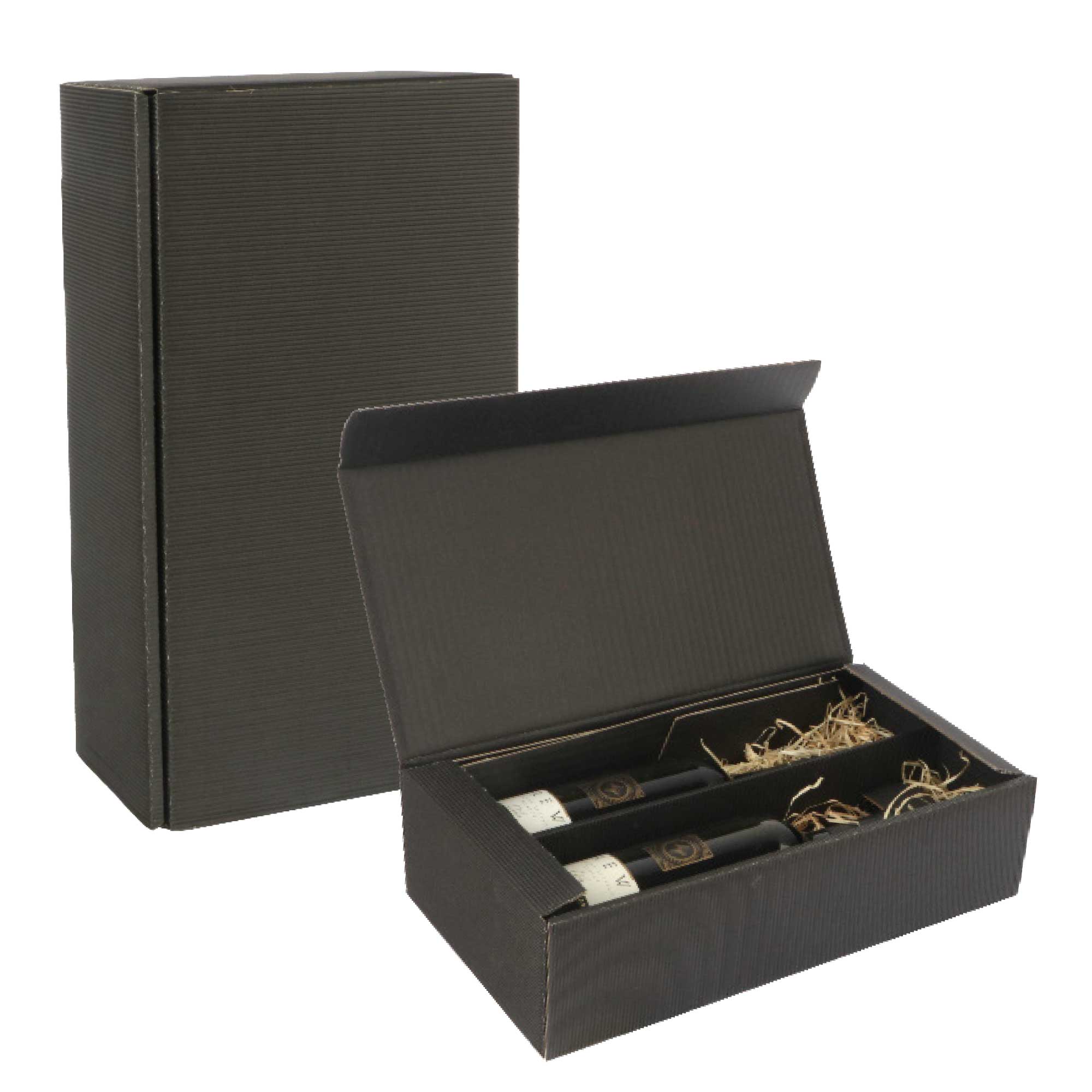 Afbeeldingen van Ds à 25 geschenkdoos 2 fles 36x18x9 cm open golf zwart 