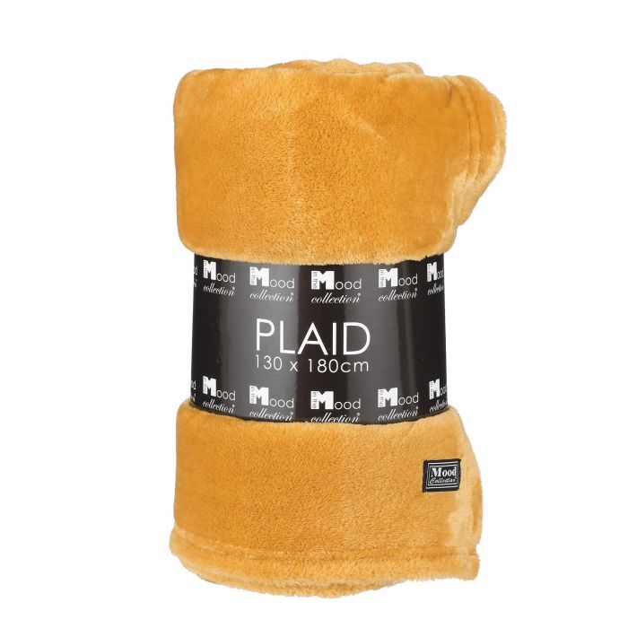 Afbeeldingen van Fleece plaid Famke 180x130 cm okergeel