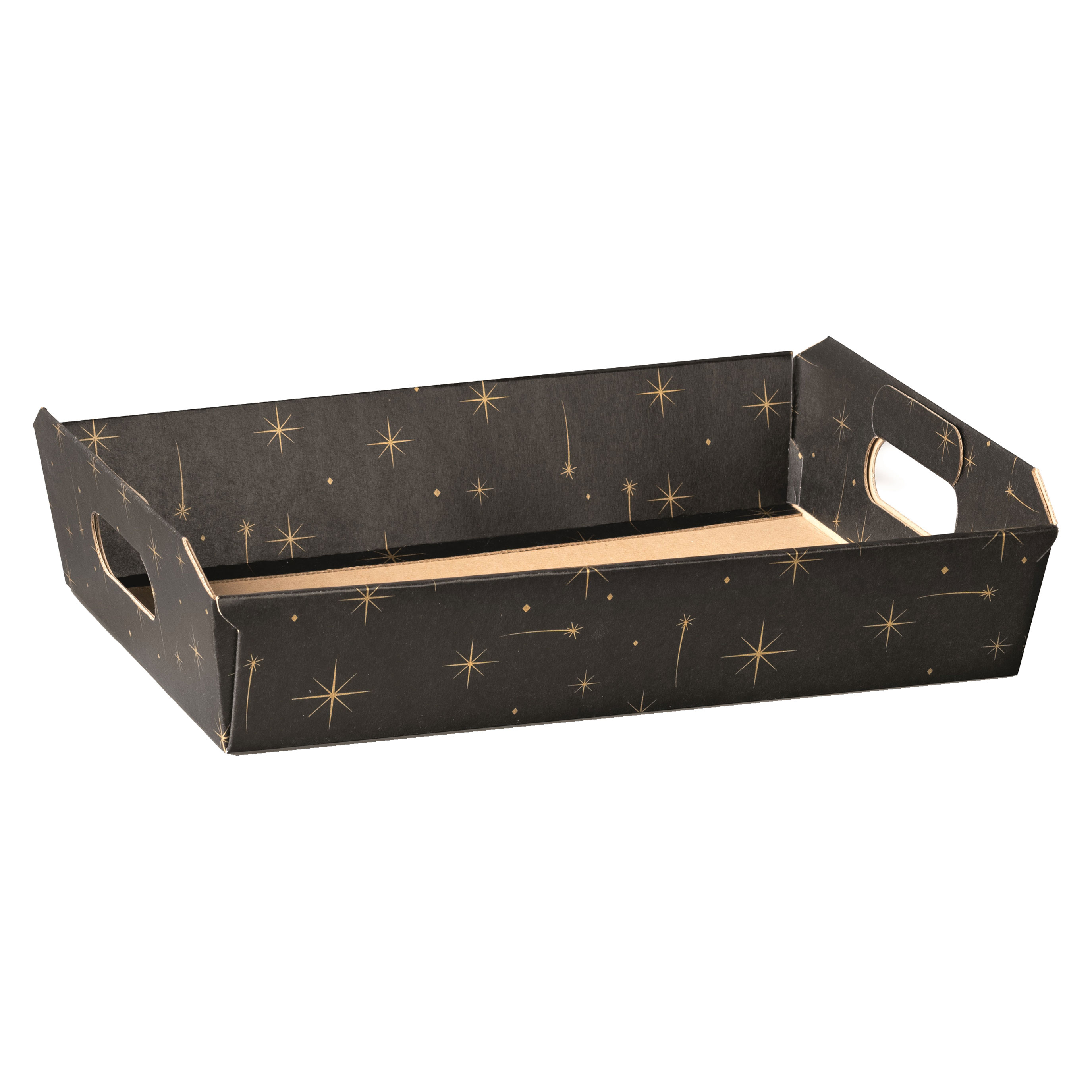 Afbeeldingen van Ds à 30 kartonnen bak 31x22x9 cm zwart met sterren