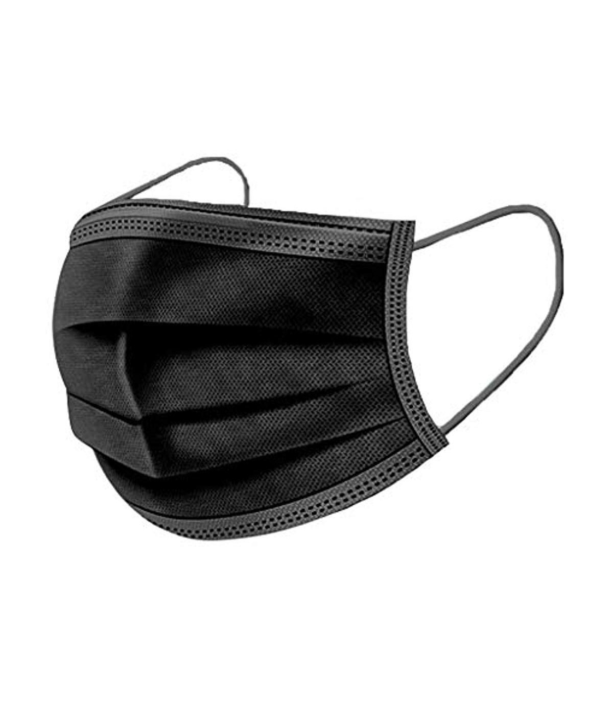 Afbeeldingen van Ds à 50 zwarte disposable mondkapjes 3 laags, niet medisch