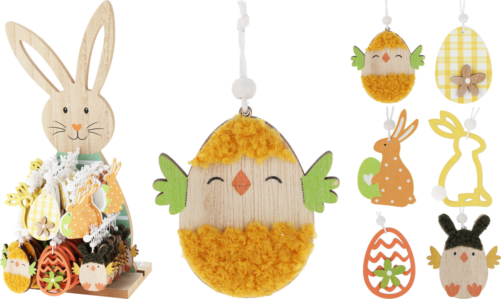 Afbeeldingen van Display met 72 hangers ei, konijn, kip 6 assorti