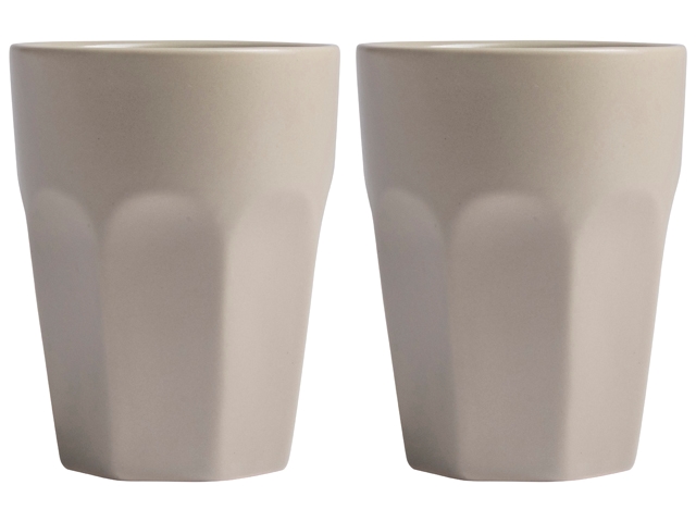 Afbeeldingen van Set à 2 bekers aardewerk 220 ml lichtgrijs (uc)