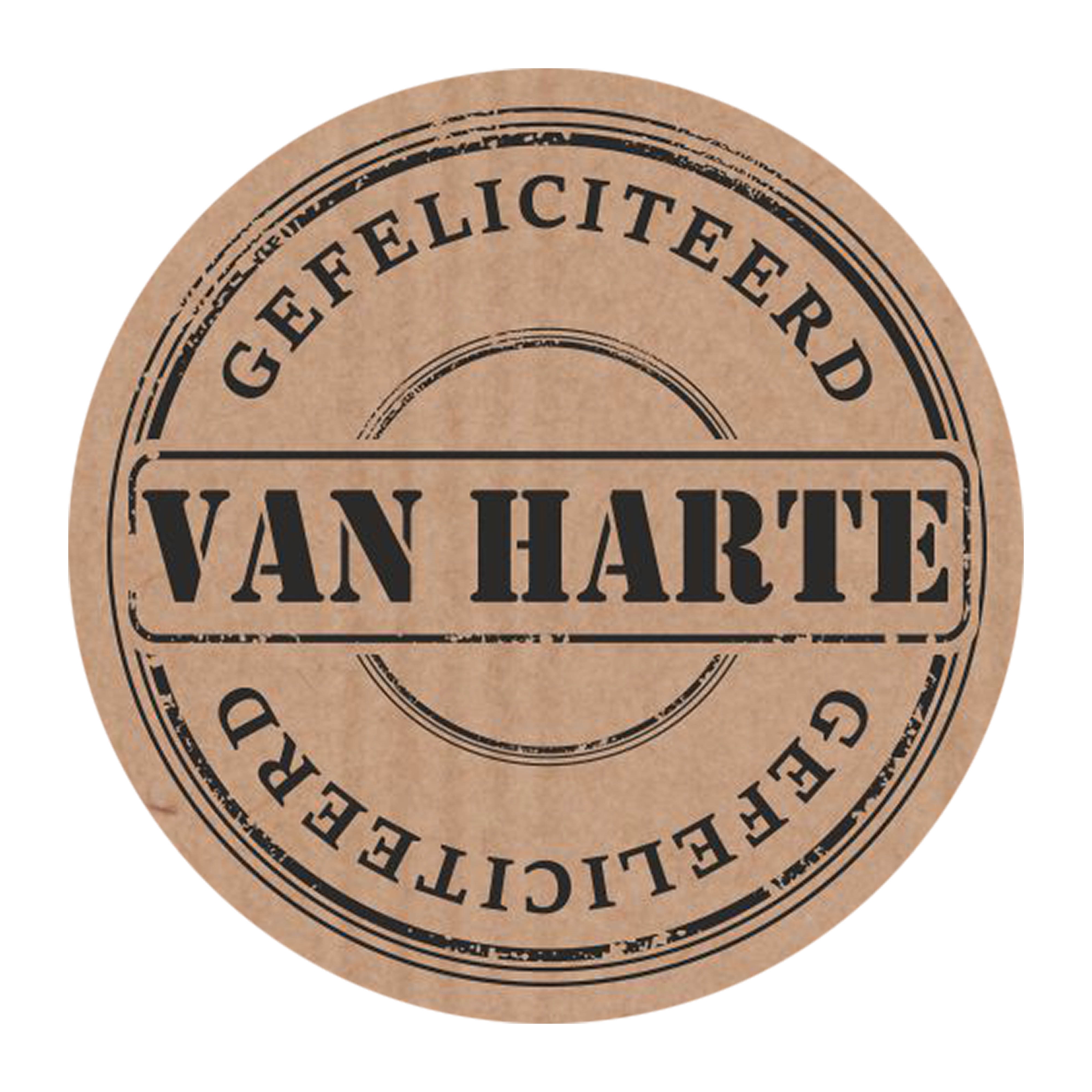 Afbeeldingen van Ds à 500 kado etiket 3,5 cm Van harte gefeliciteerd 