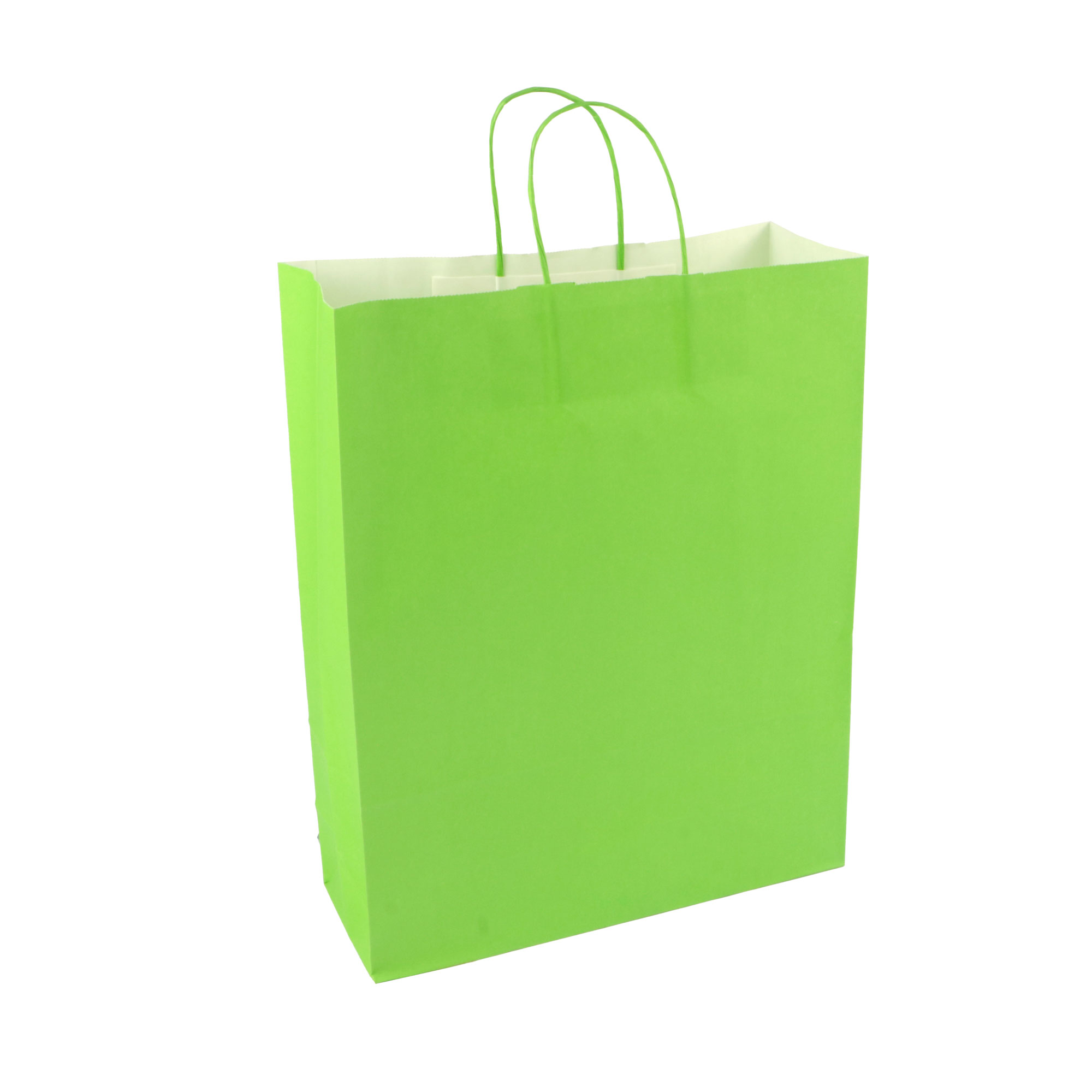 Afbeeldingen van Pak à 50 papieren tas lime groen 32+12x41 cm 90grs