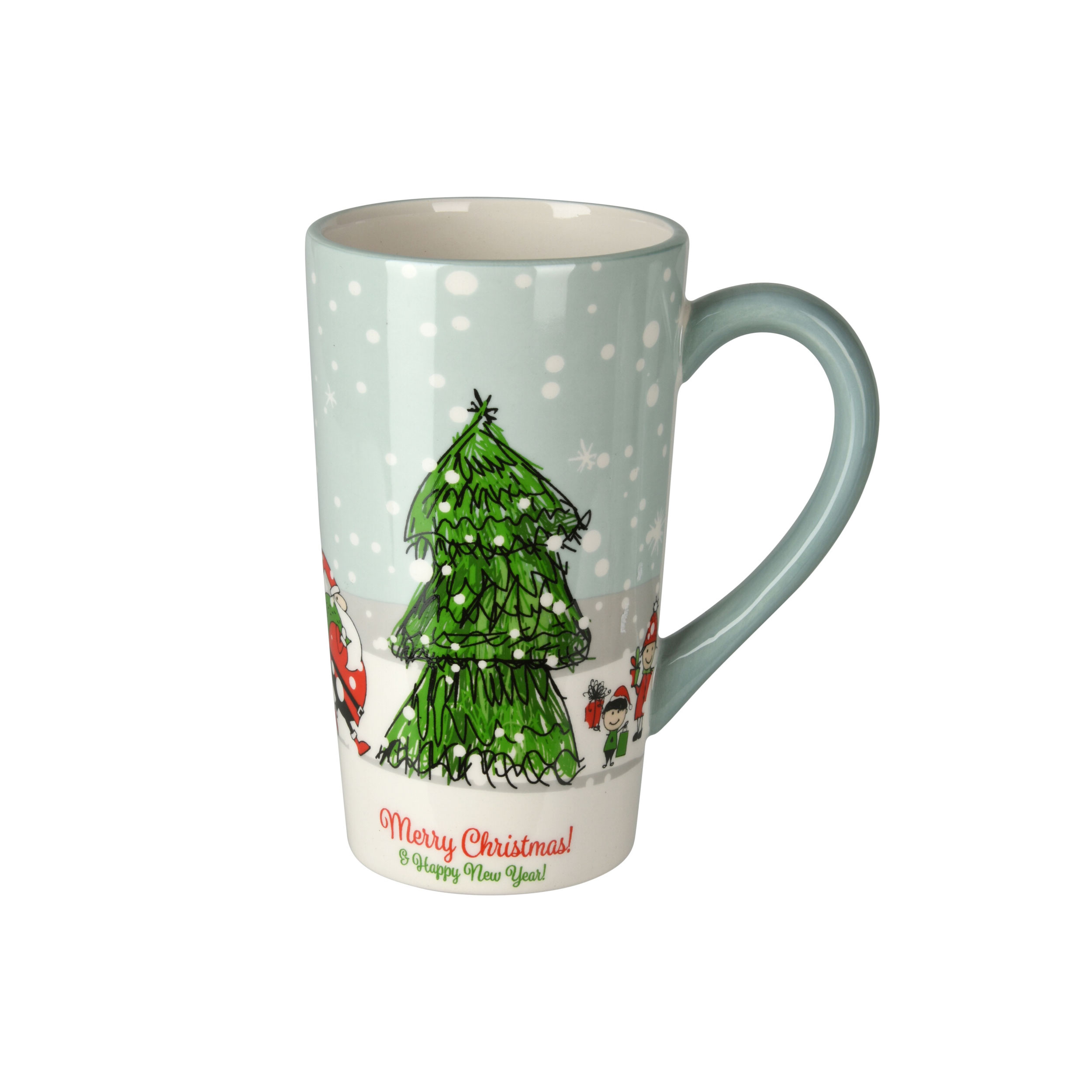 Afbeeldingen van Mok keramiek 400 ml lichtblauw met kersttafereel (ucl)